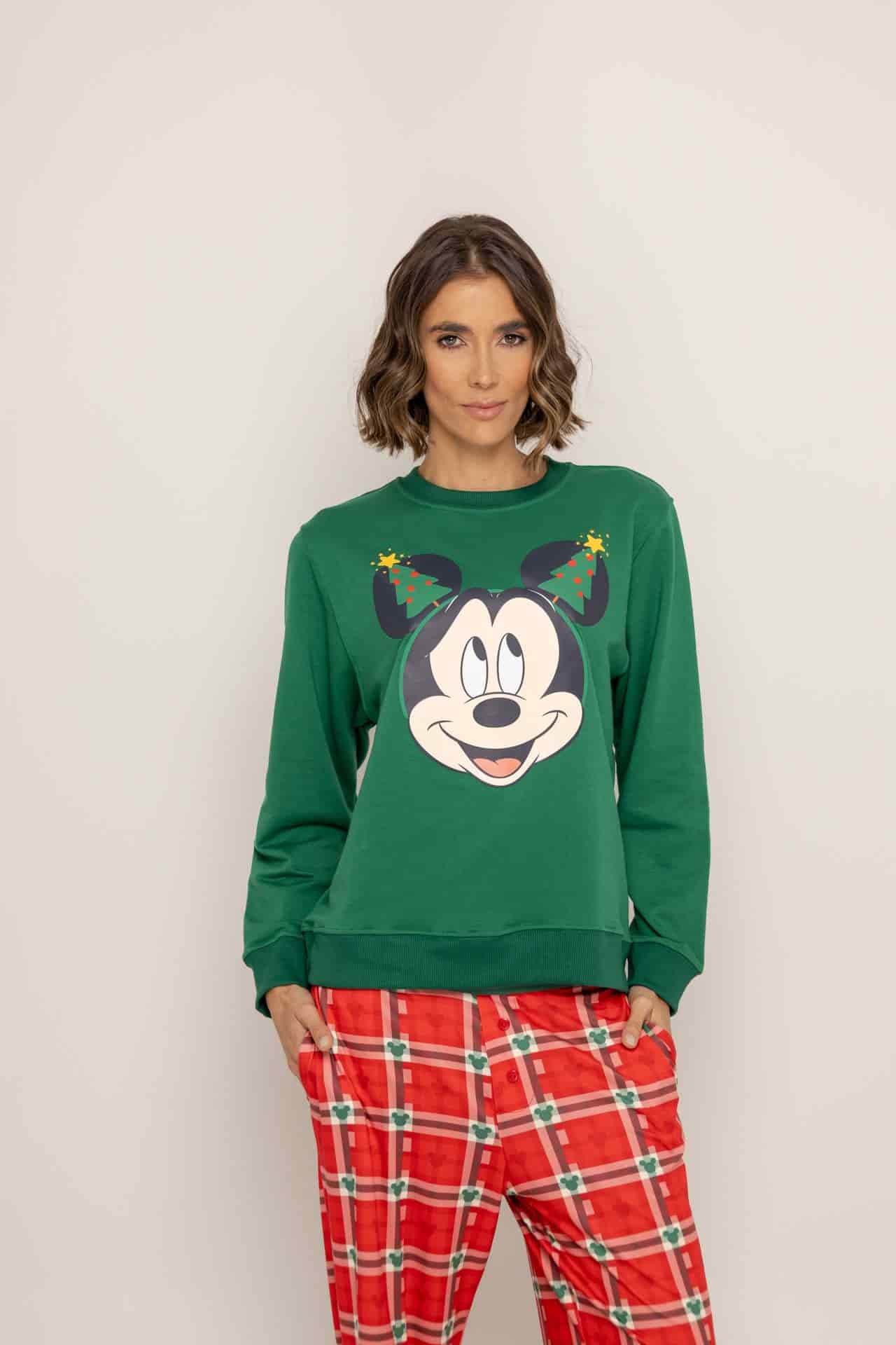 Conjunto Pantalón Crewneck Verde Navidad Mickey - miniatura 3