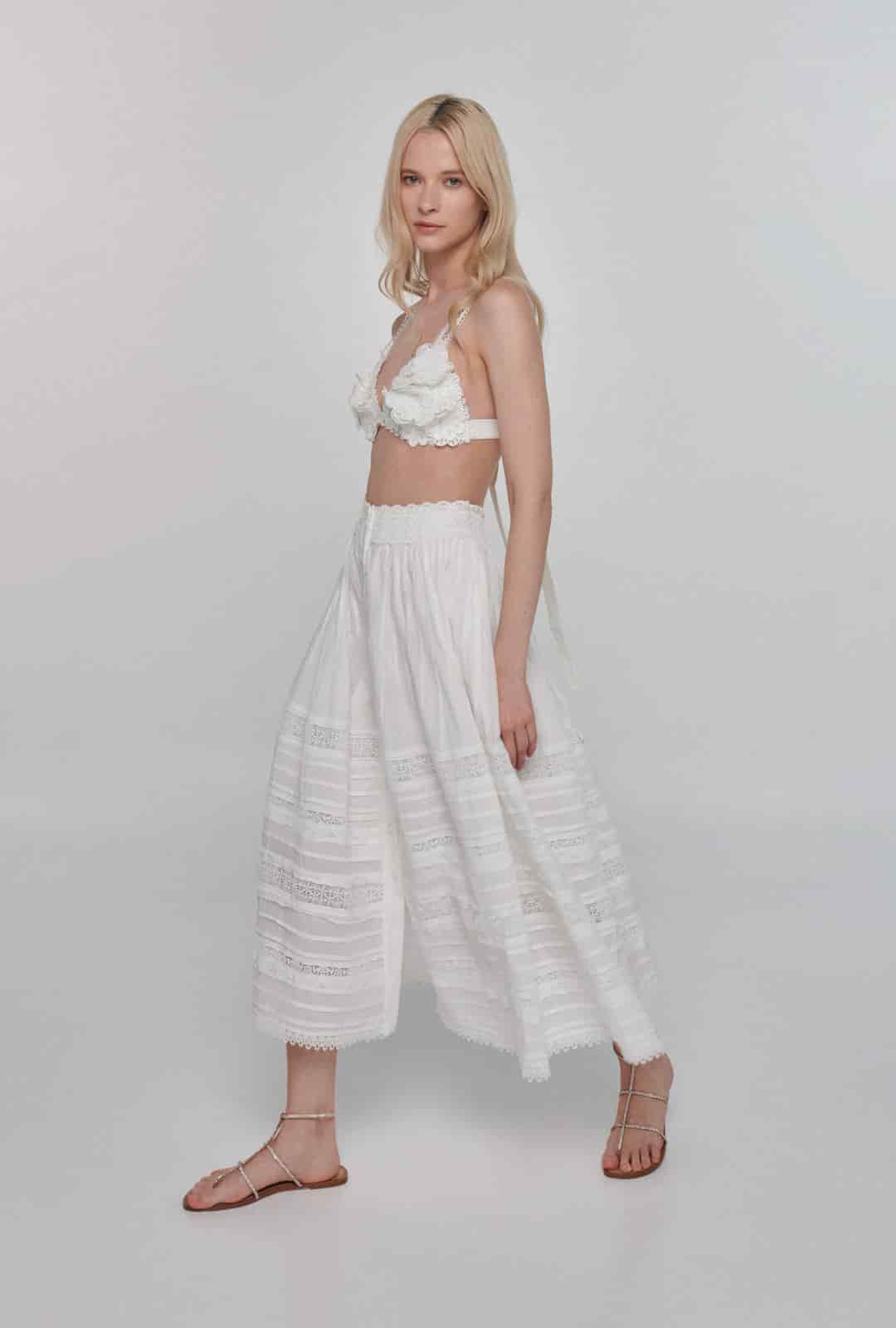CAMILA  MIDI SKIRT WHITE - miniatura 1