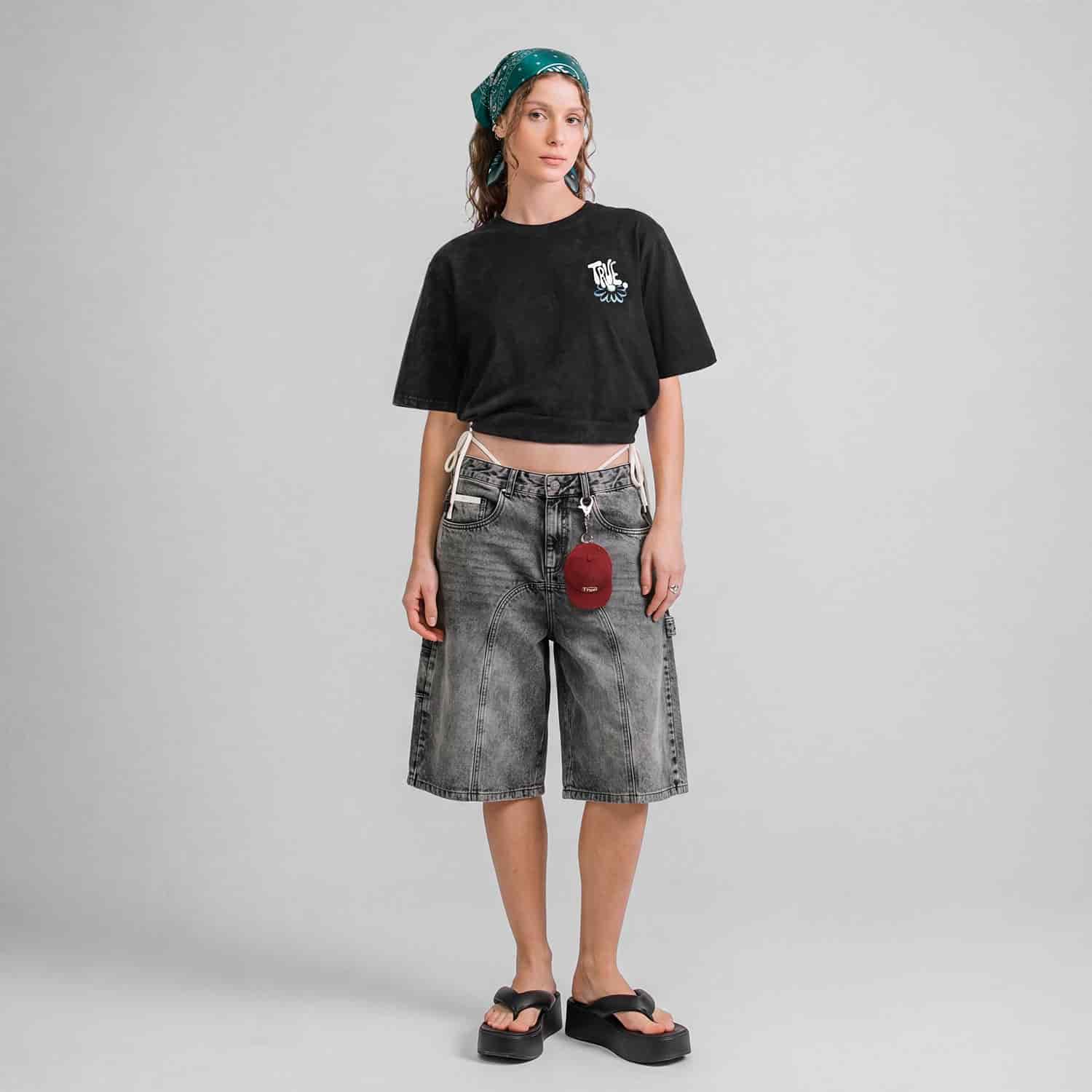Bloom Boxy T-Shirt - Washed Black - miniatura 3