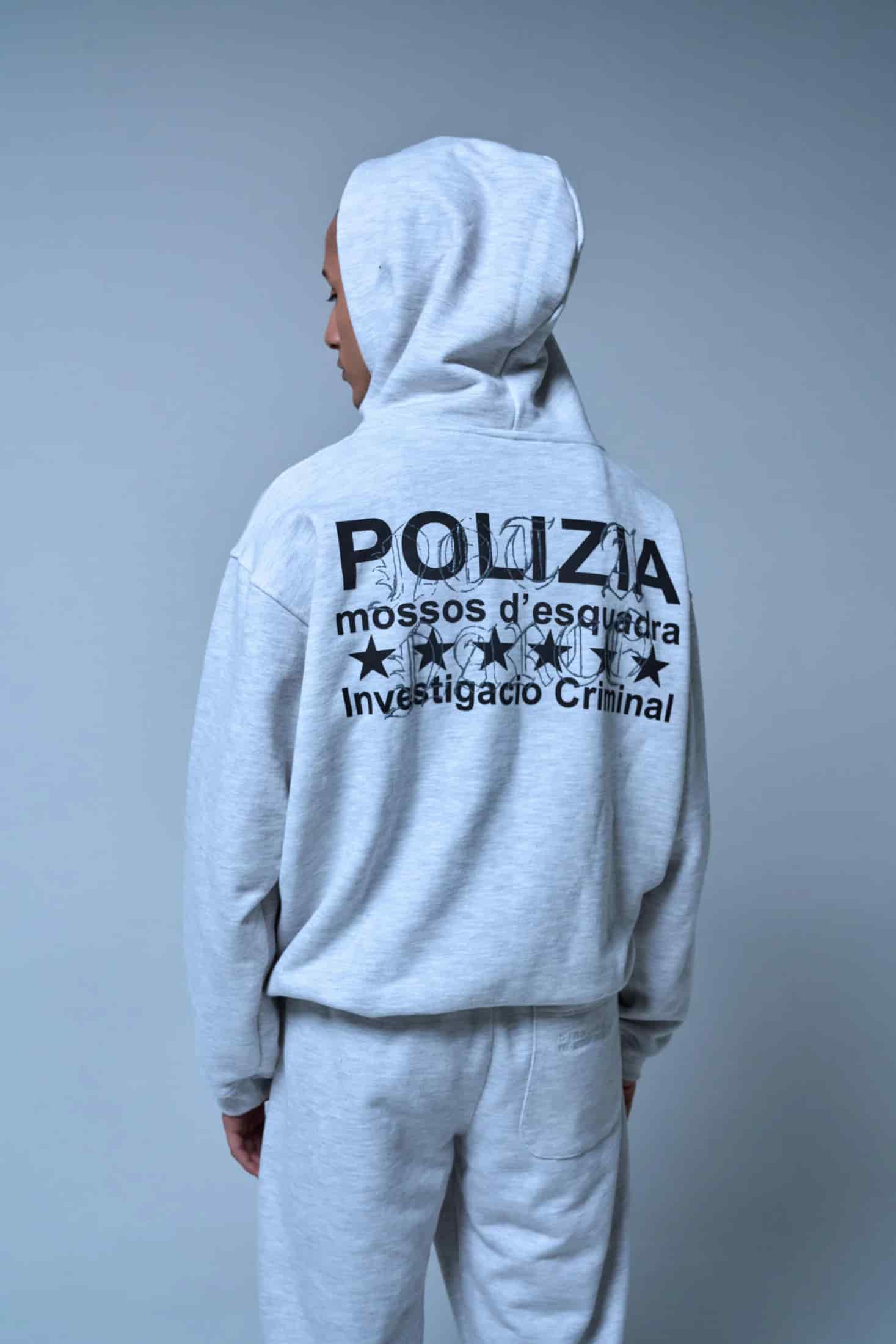 POLIZIA GRAY ZIPPER HOODIE - miniatura 6