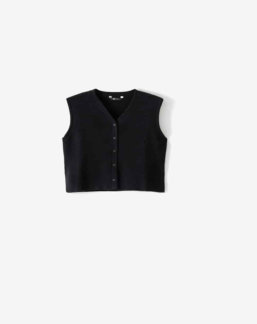 Chaleco regular rib negro mujer - miniatura 5