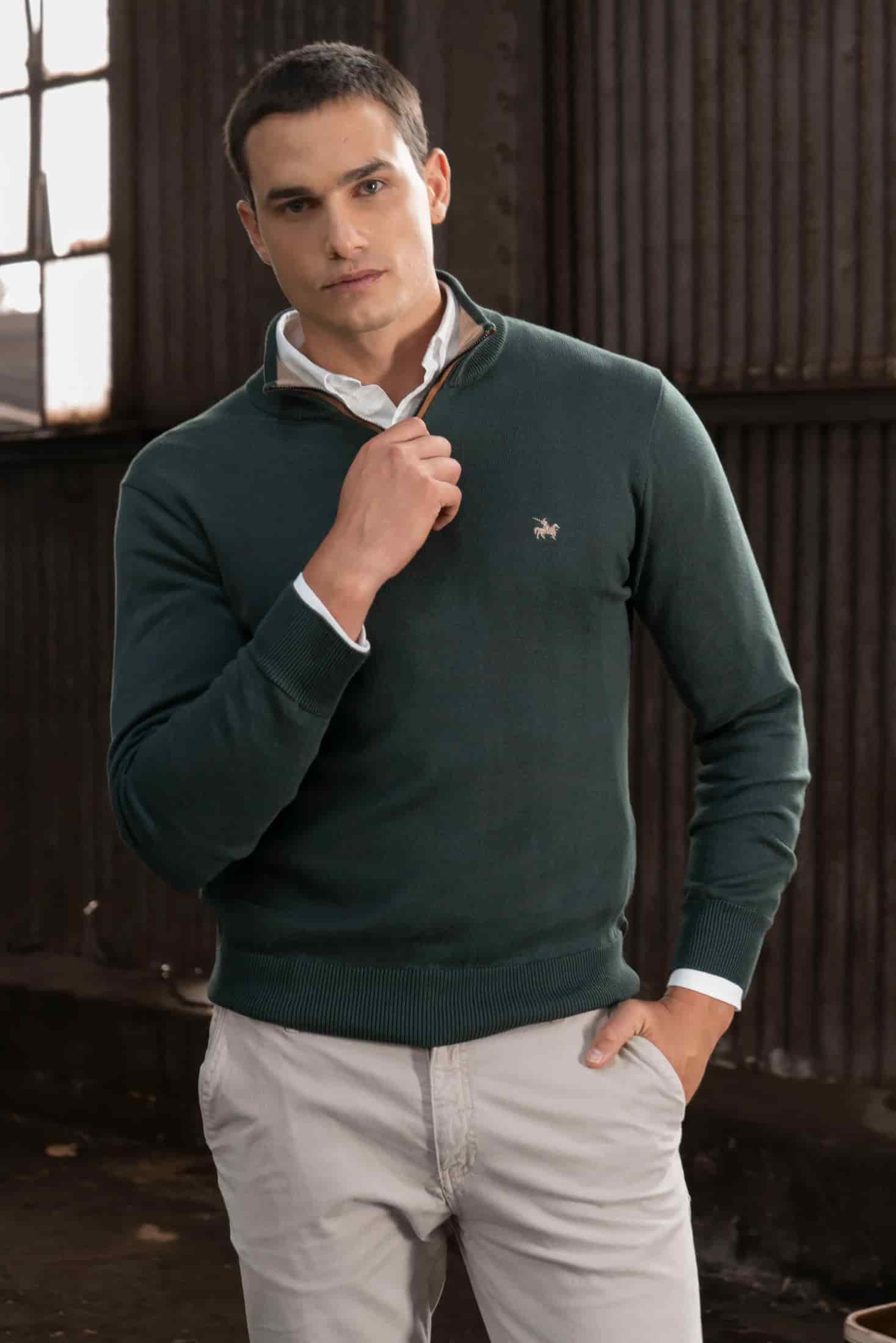 Suéter Halfzip Legacy Hombre Verde - miniatura 3