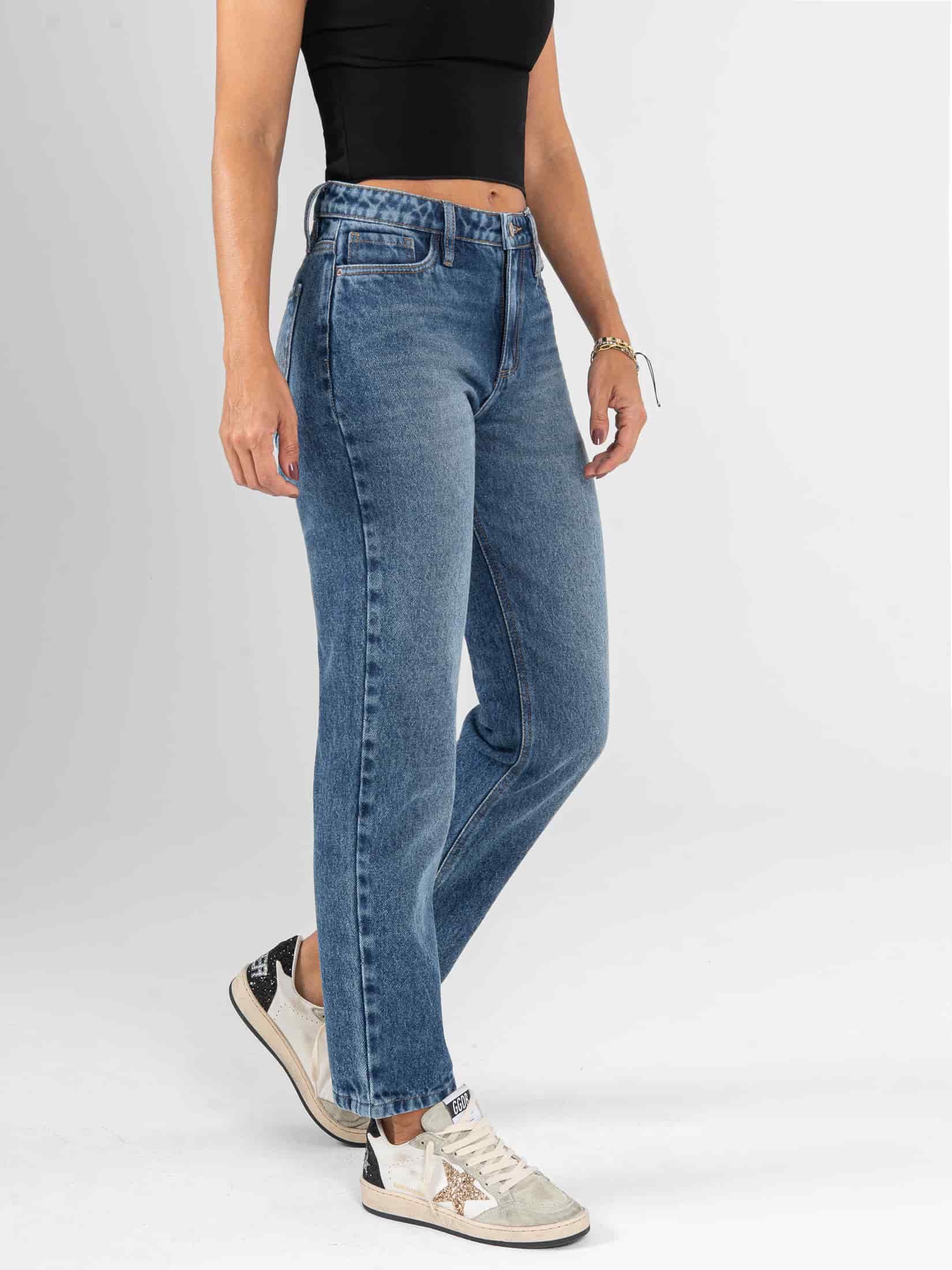 Ref: 066602 Jean Mom fit, rígido, tiro alto, tono azul medio. - miniatura 4