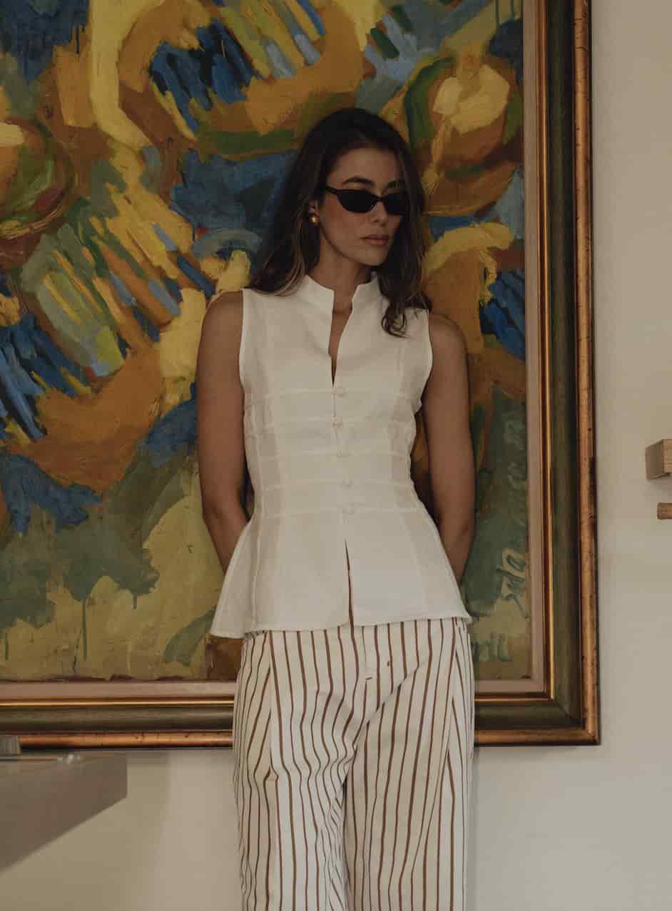 Top Nia de lino | Blanco - miniatura 1