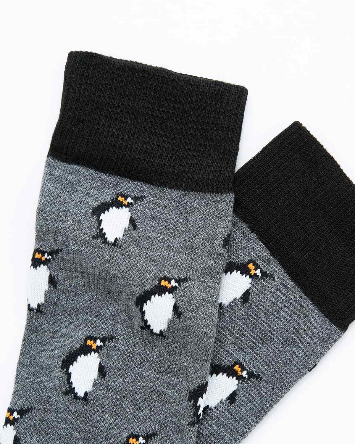 Medias Algodón Estampado Pingüinos - Fondo Gris - miniatura 2