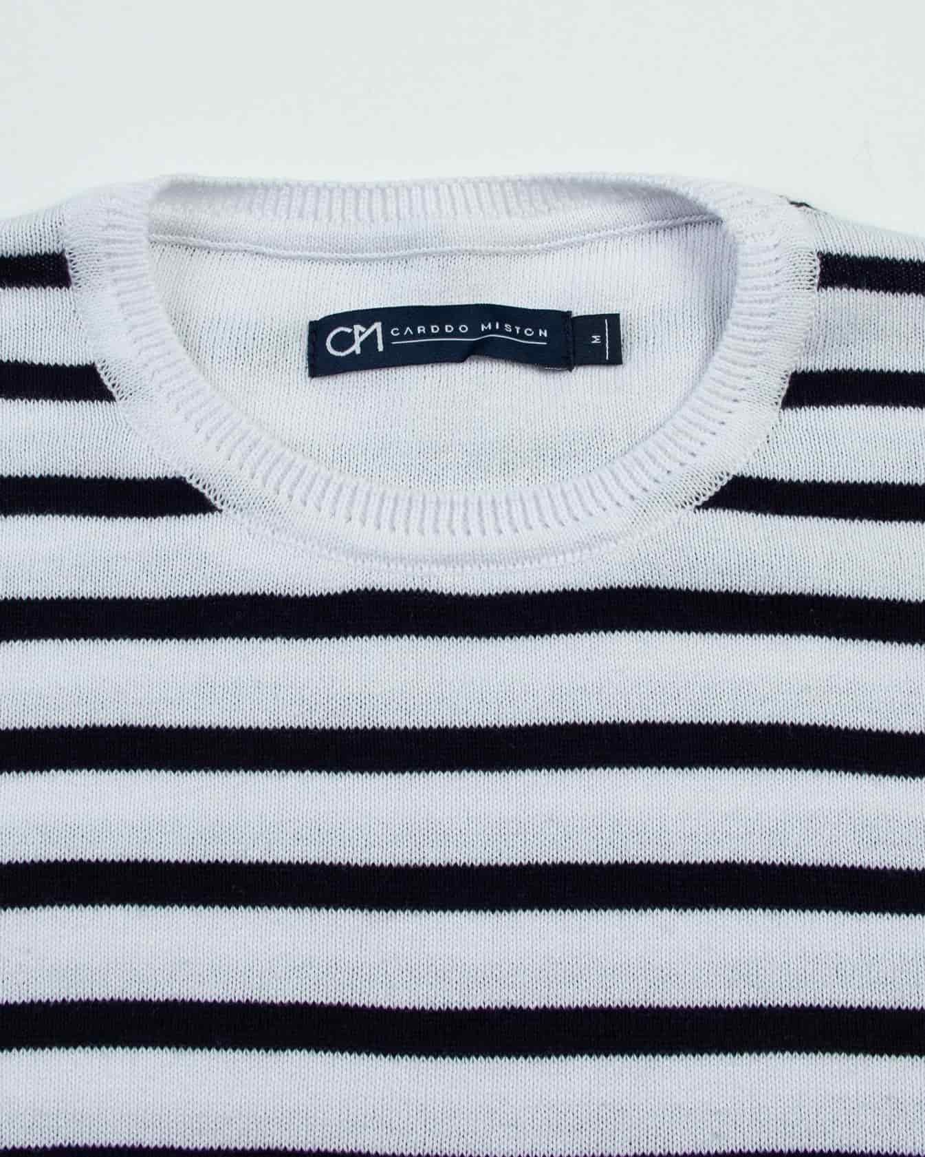 Saco Cuello Redondo Algodón Raya Azul Oscuro - miniatura 2