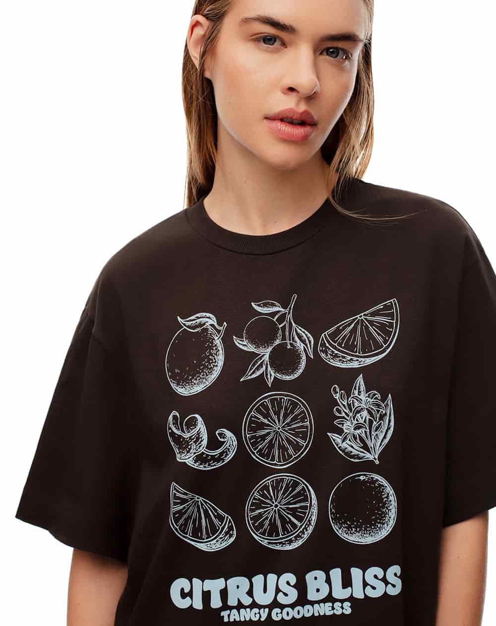 Camiseta oversize algodón chocolate estampada mujer - miniatura 5