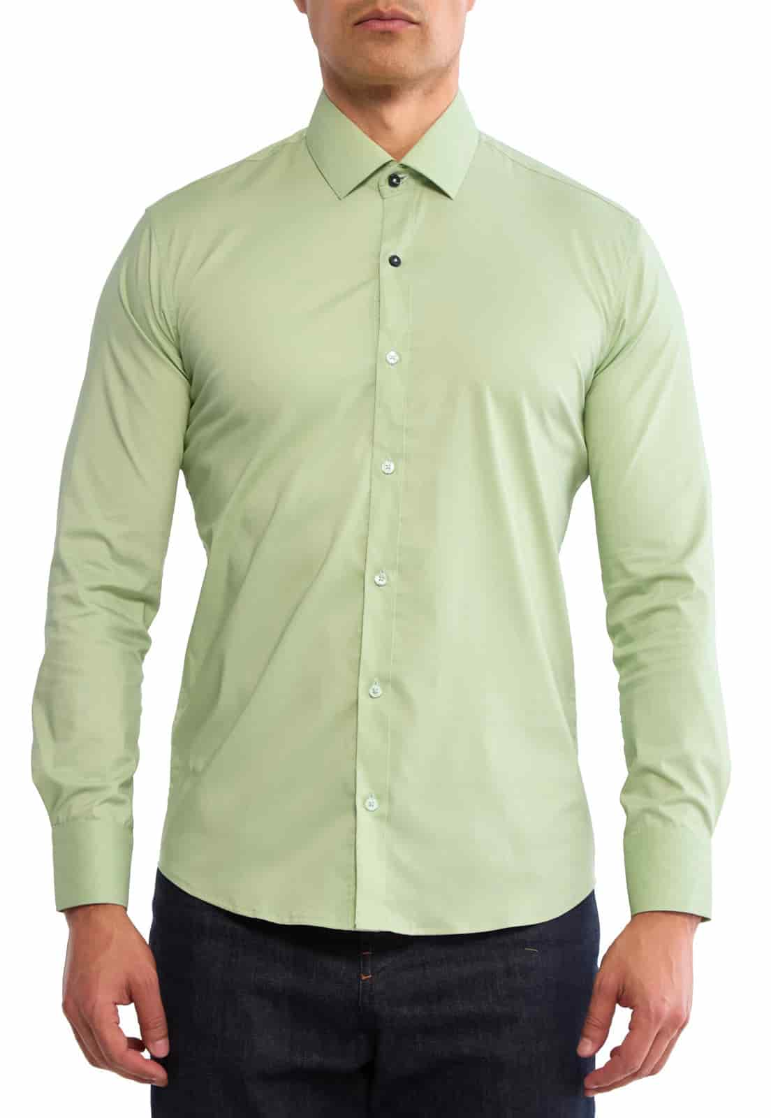 Camisa verde manzana con botones en contraste - miniatura 3