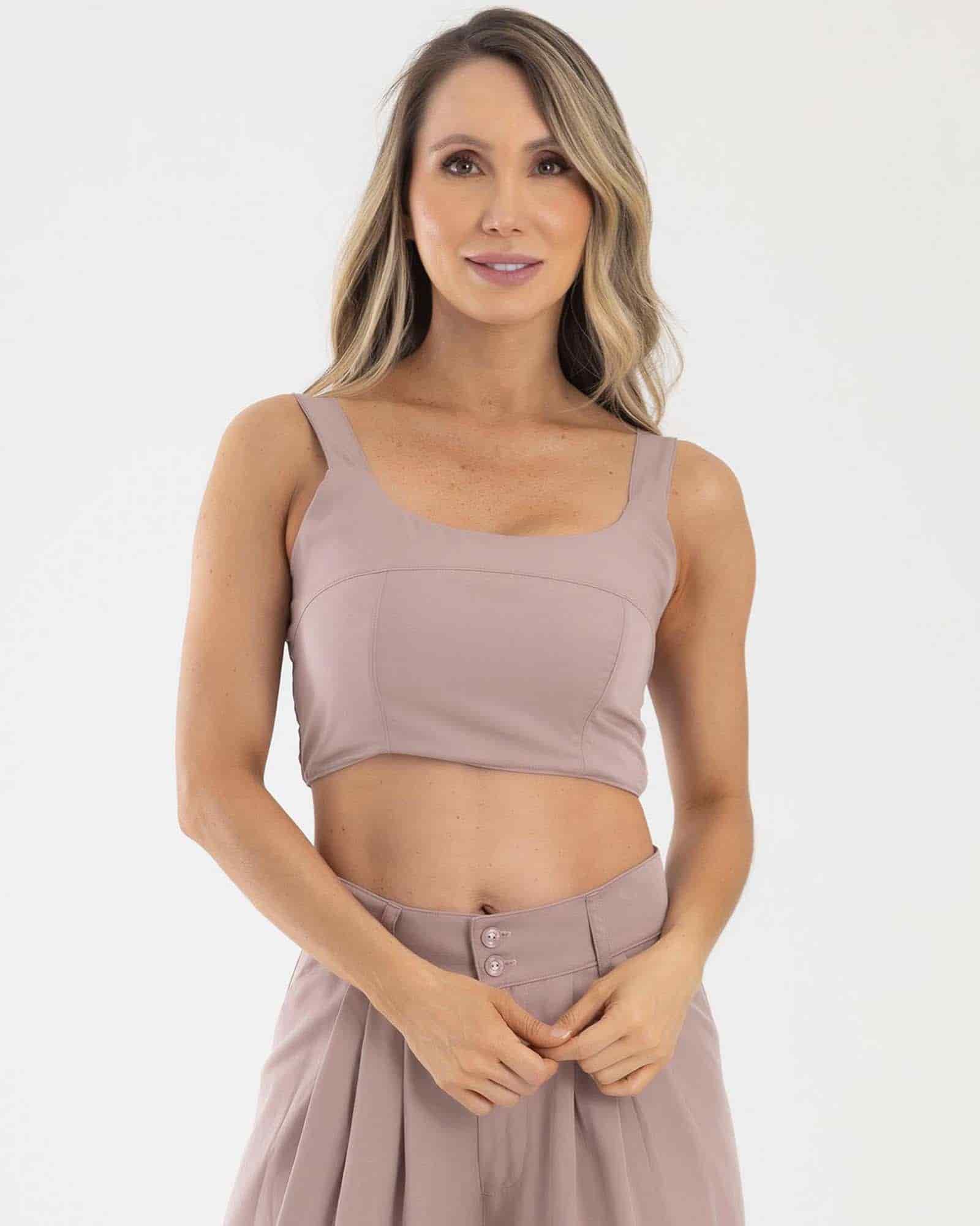 Blusa corta casual mora malva golden hour fiber - miniatura 1