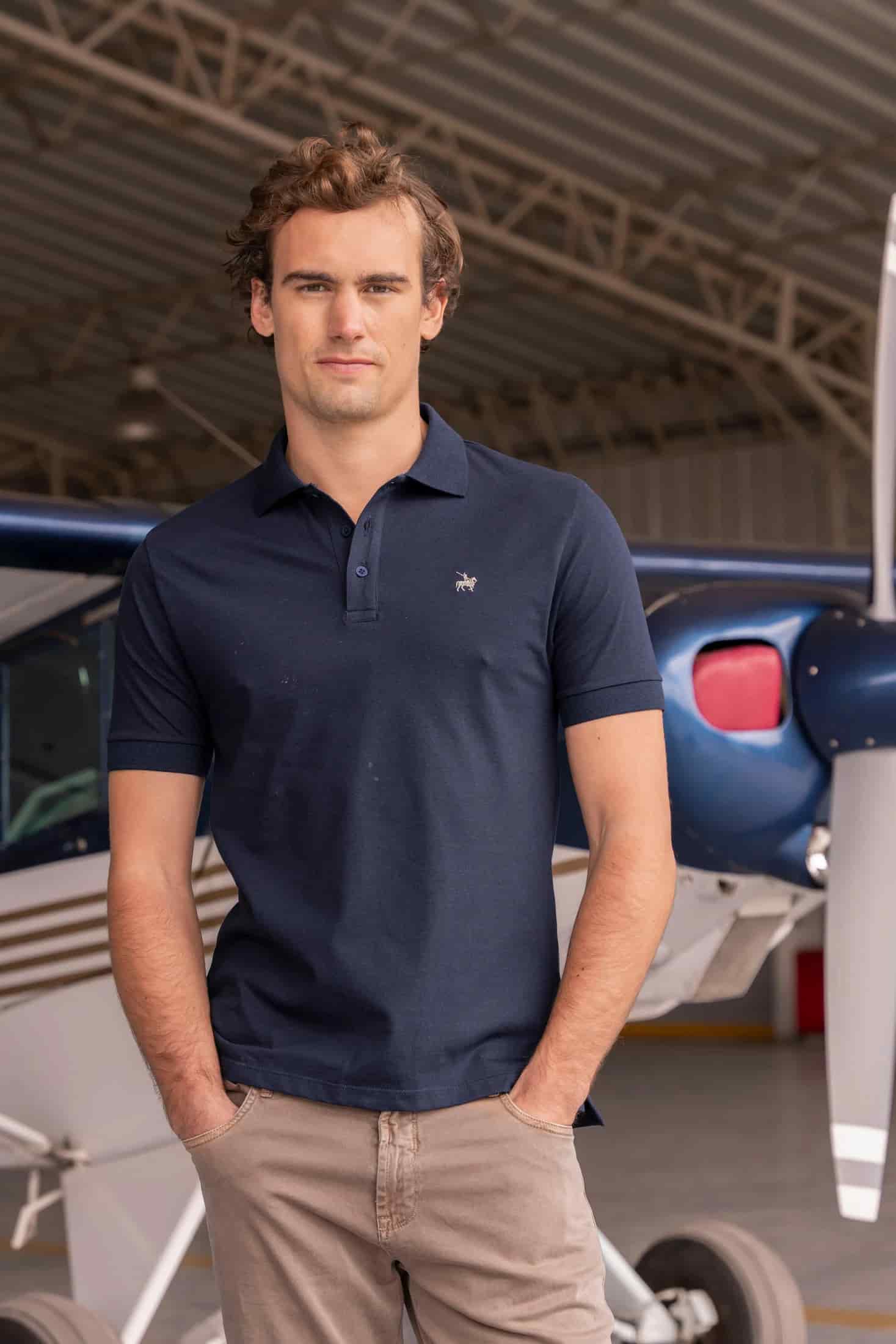 Camiseta Polo Basic Hombre Azul Oscuro - miniatura 4