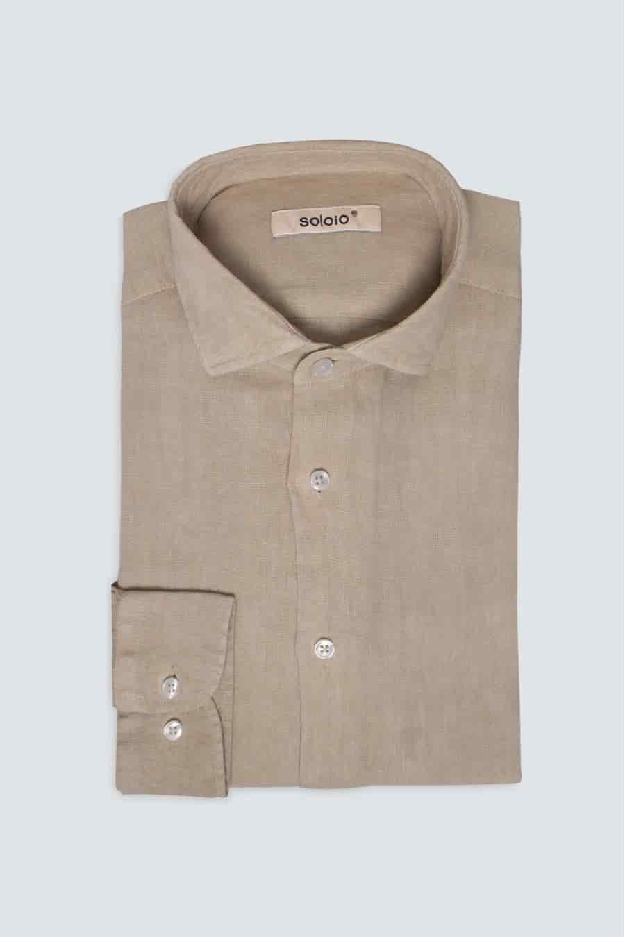 men’s linen shirt dark beige - miniatura 3