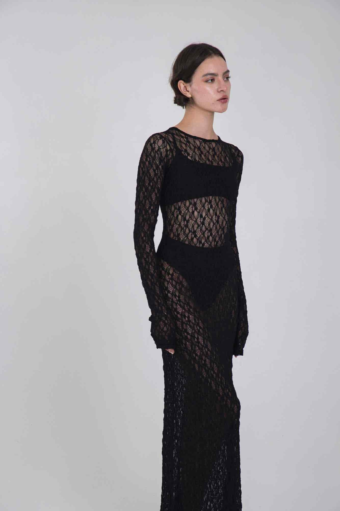 VITTORIA BLACK LACE DRESS - miniatura 6
