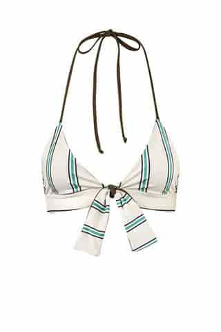 Ava Gardner Top / Khaki - Aqua Stripes - miniatura 1