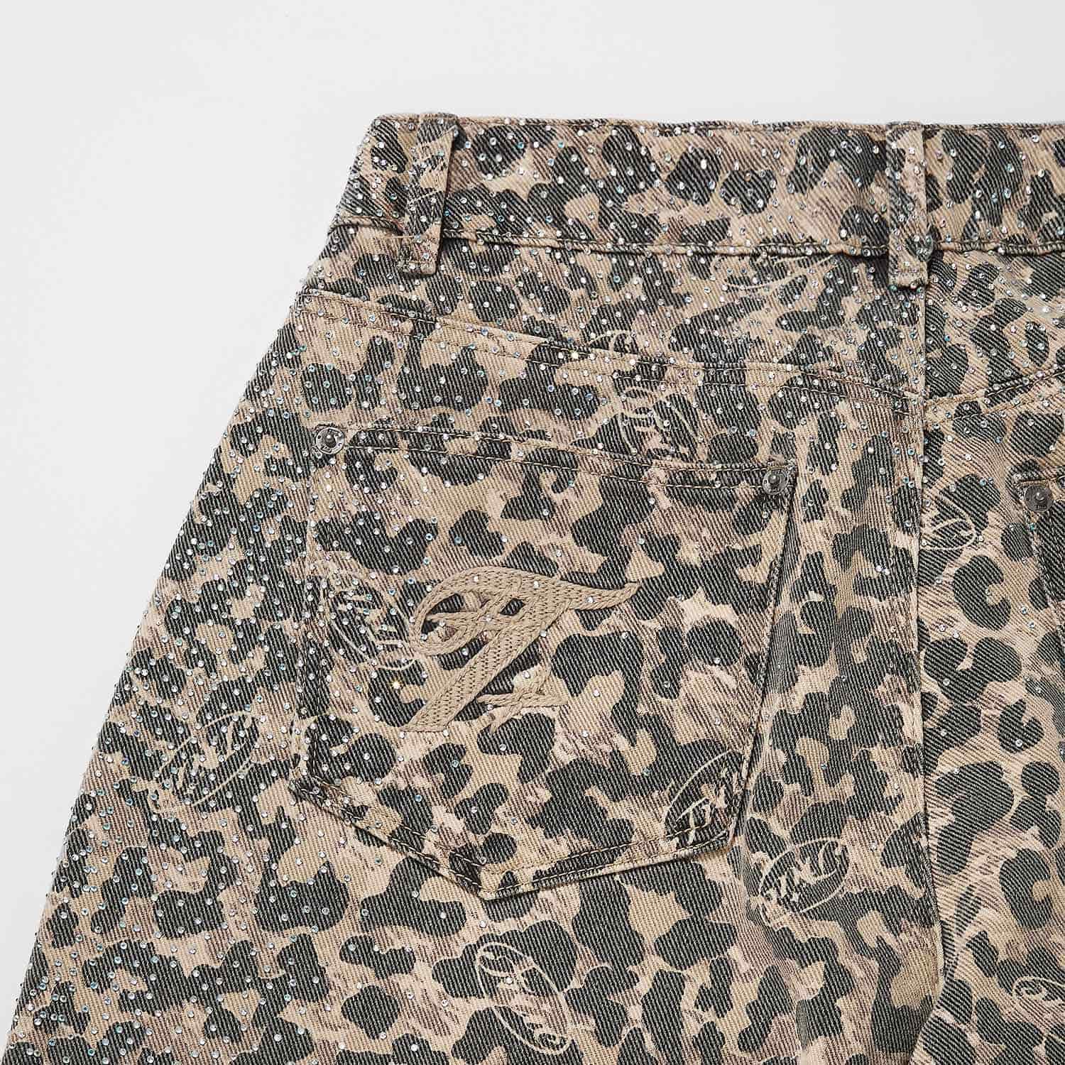 Leopard Wide Leg Jeans - Camel - miniatura 5