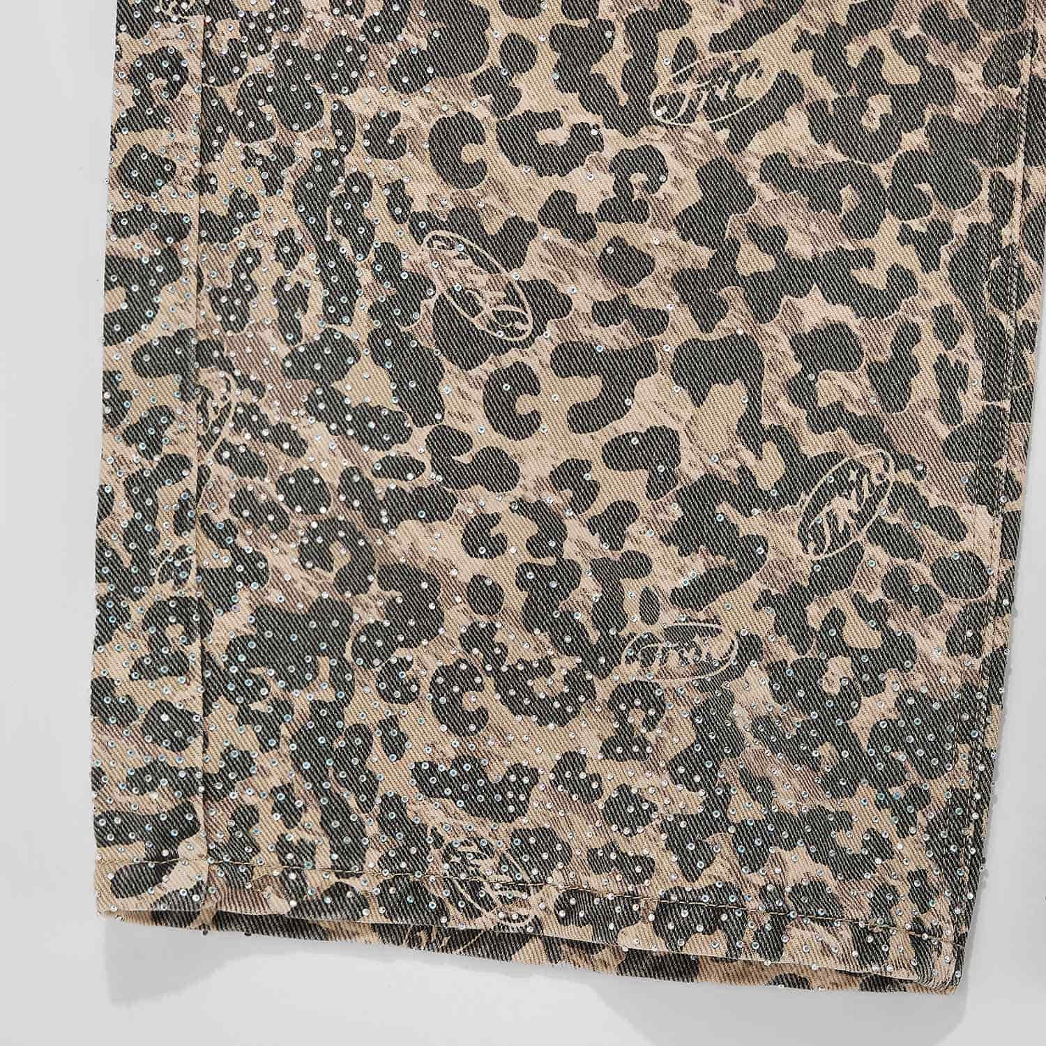 Leopard Wide Leg Jeans - Camel - miniatura 6