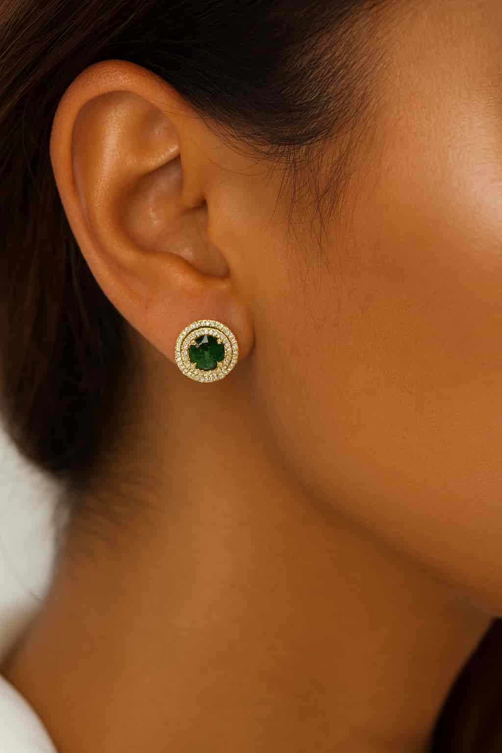 Double Halo Earrings Green - miniatura 6