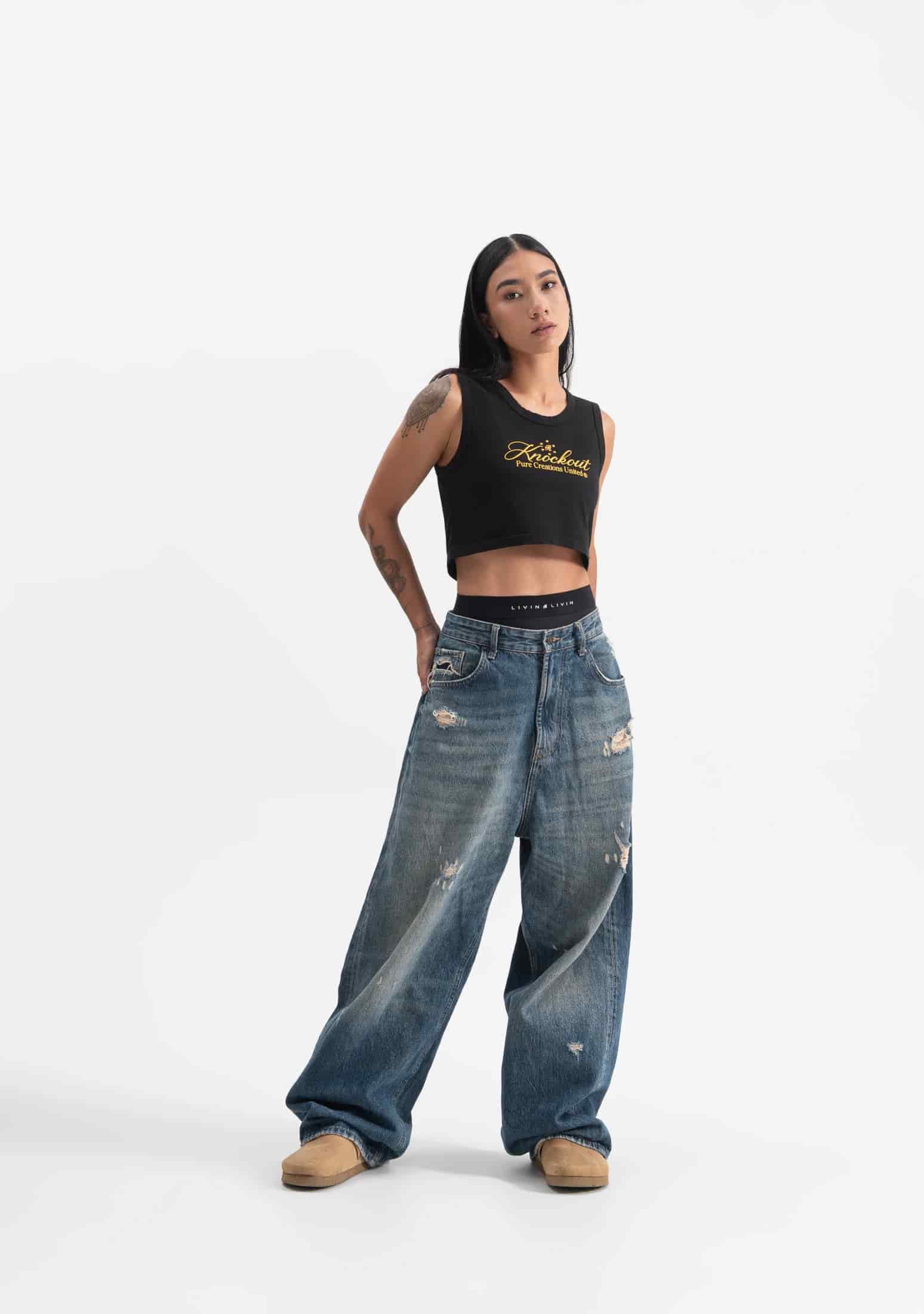 knockout black crop top - miniatura 14