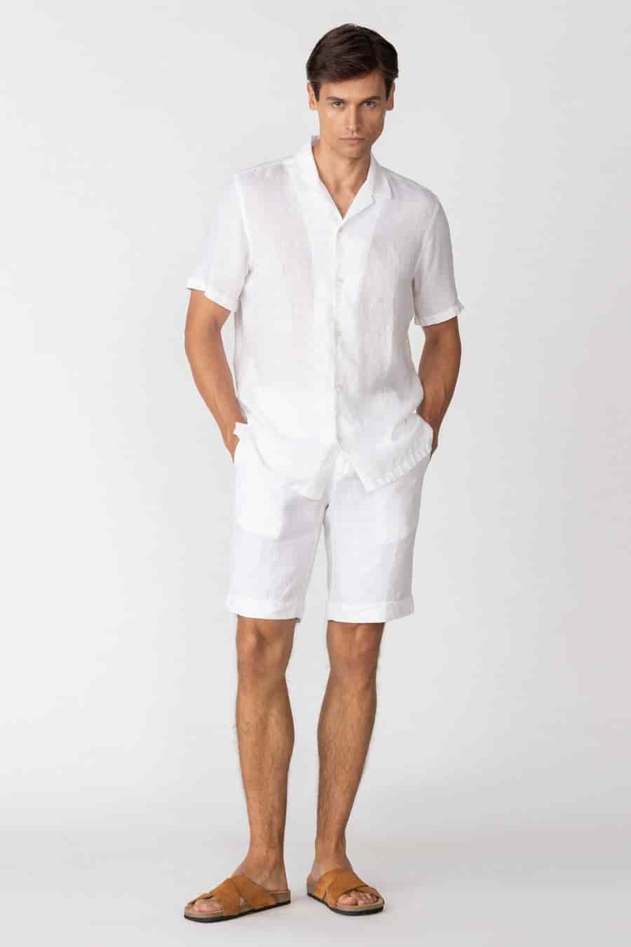 Men's linen shirt white epiro - miniatura 3