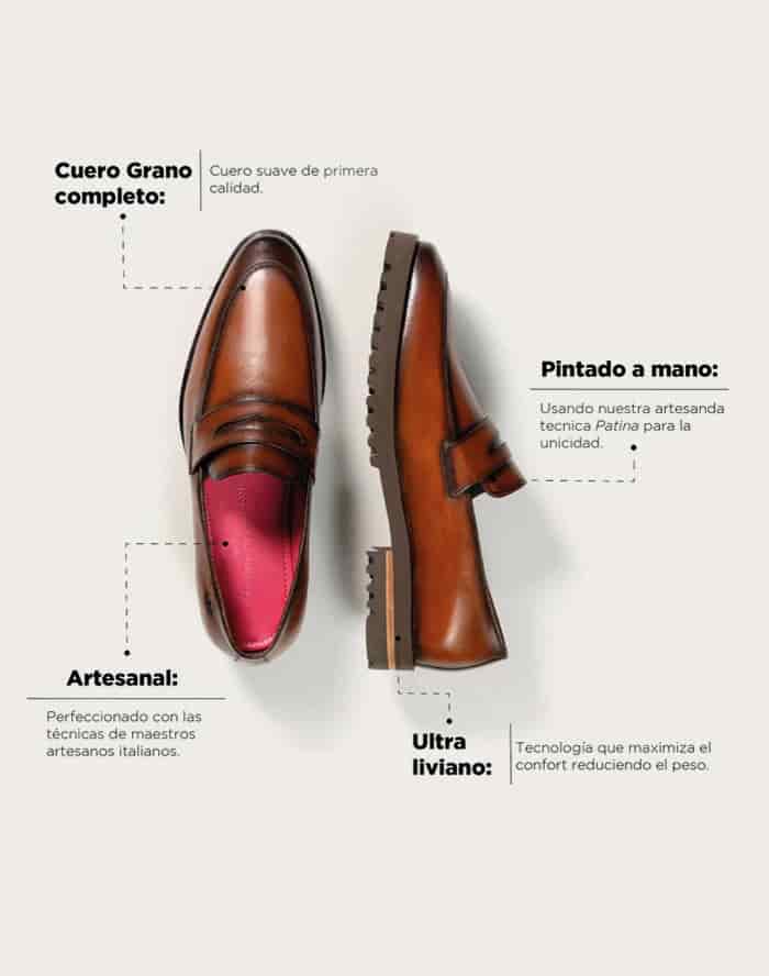 Mocasín Alessandro Cognac Suela Ultraliviana - miniatura 4