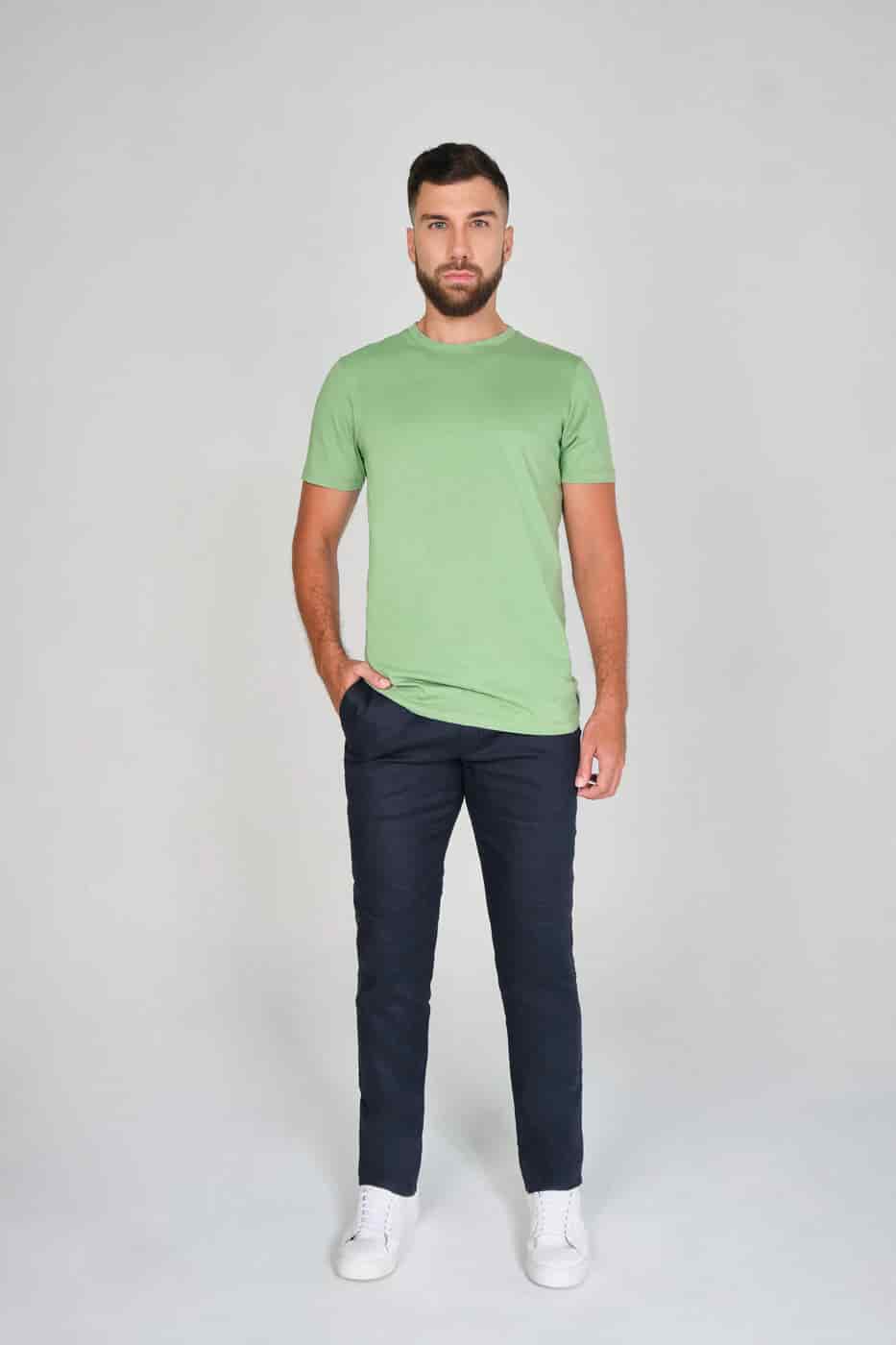 T-shirt Slim Fit 100% Algodón Verde Claro - miniatura 7