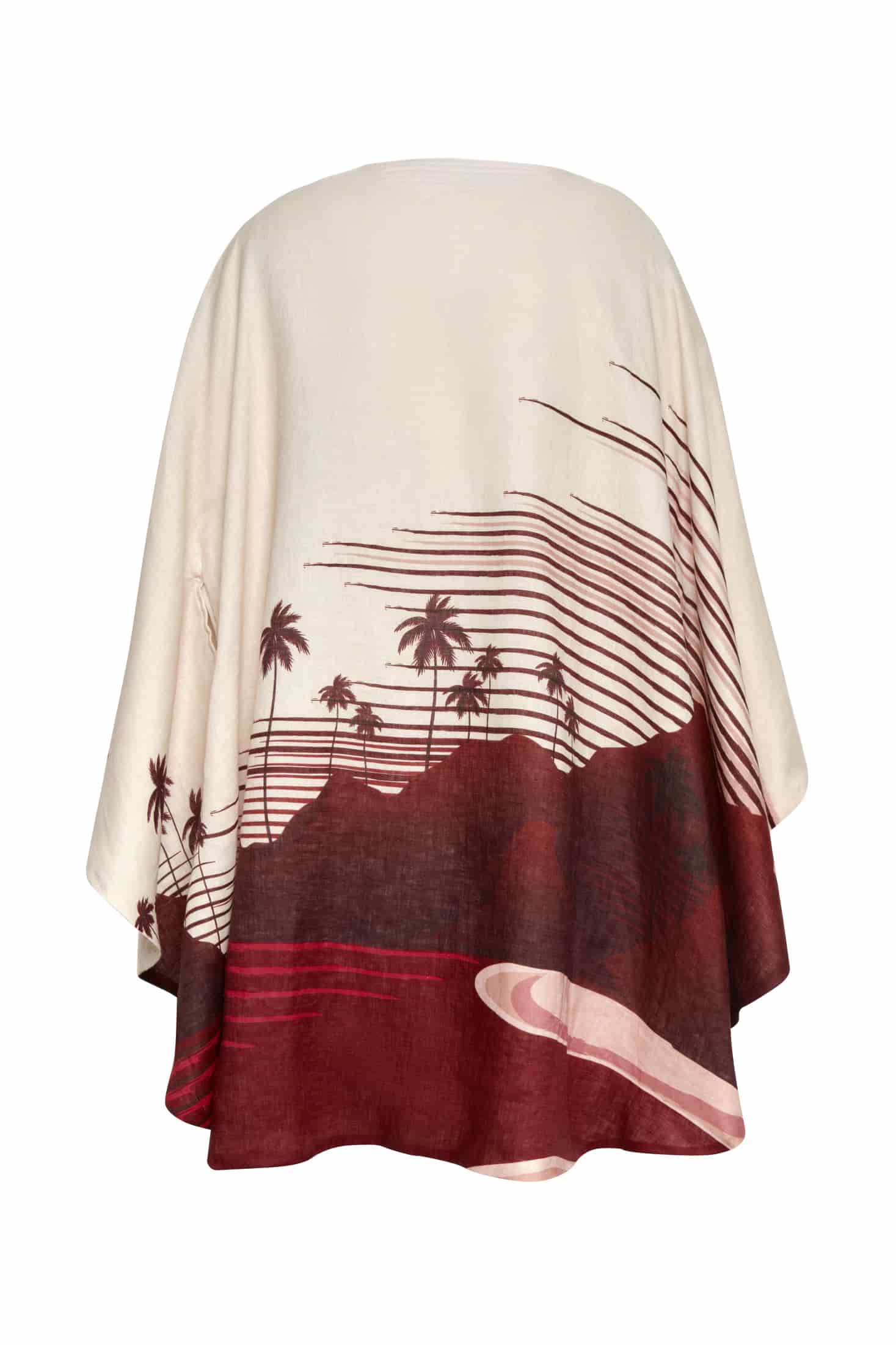 Cavalo Linen Poncho / Red Tropical Landscape - miniatura 4
