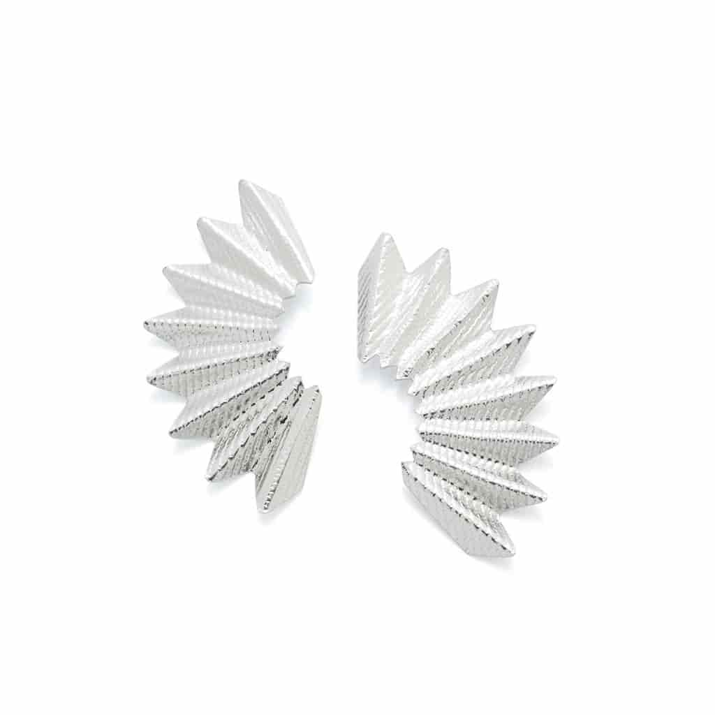 ARETES ABANICOS PEQUEÑOS PLATEADOS - miniatura 1