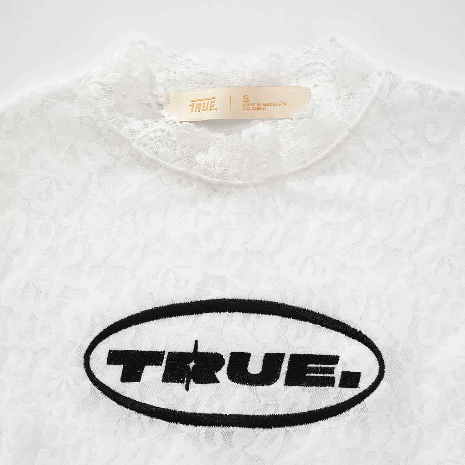 Floral Lace Baby Tee - Cream - miniatura 4