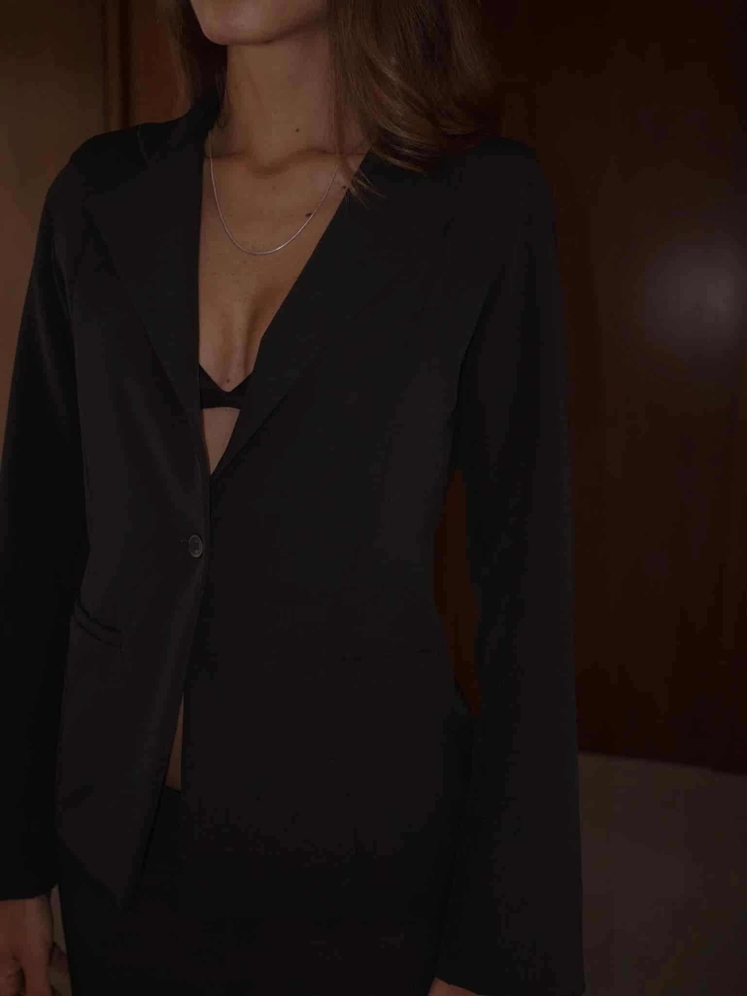 WAIST CLASSIC BLAZER - BLACK - miniatura 4