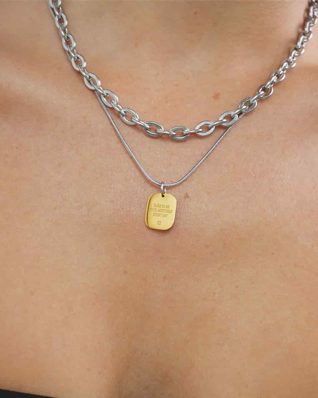 Collar Doble Dije Oro - Acero Inoxidable - miniatura 3