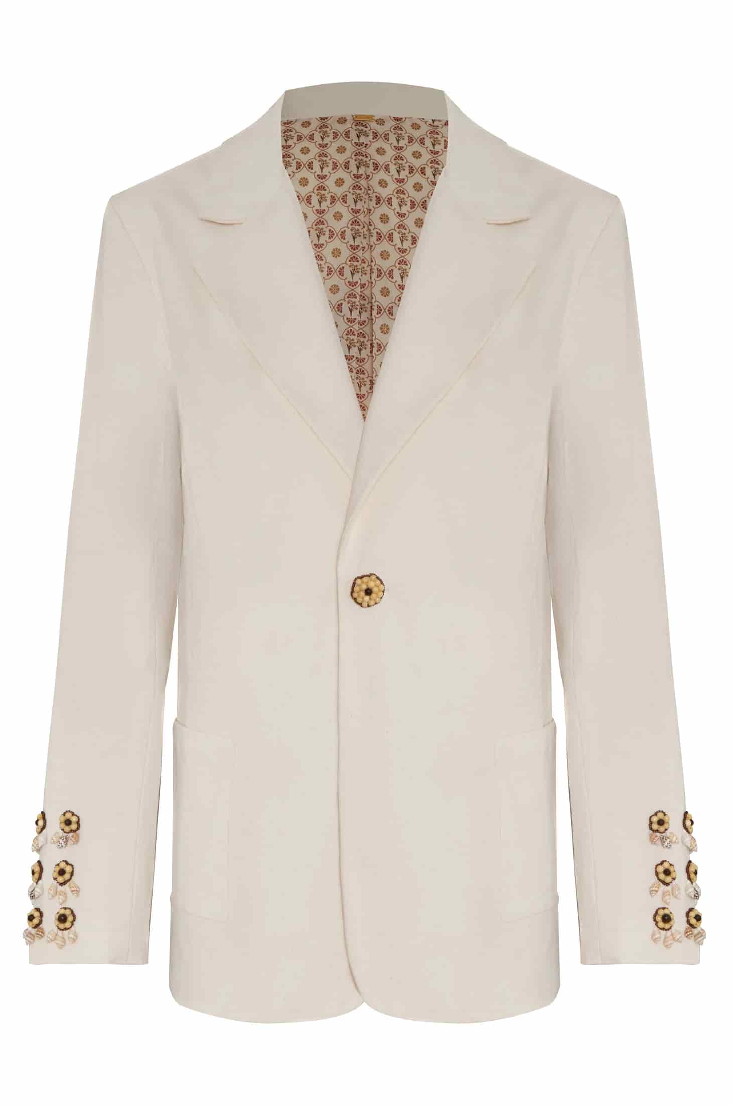 Santo Tomas Embroidered Canvas Blazer / Ivory - miniatura 1