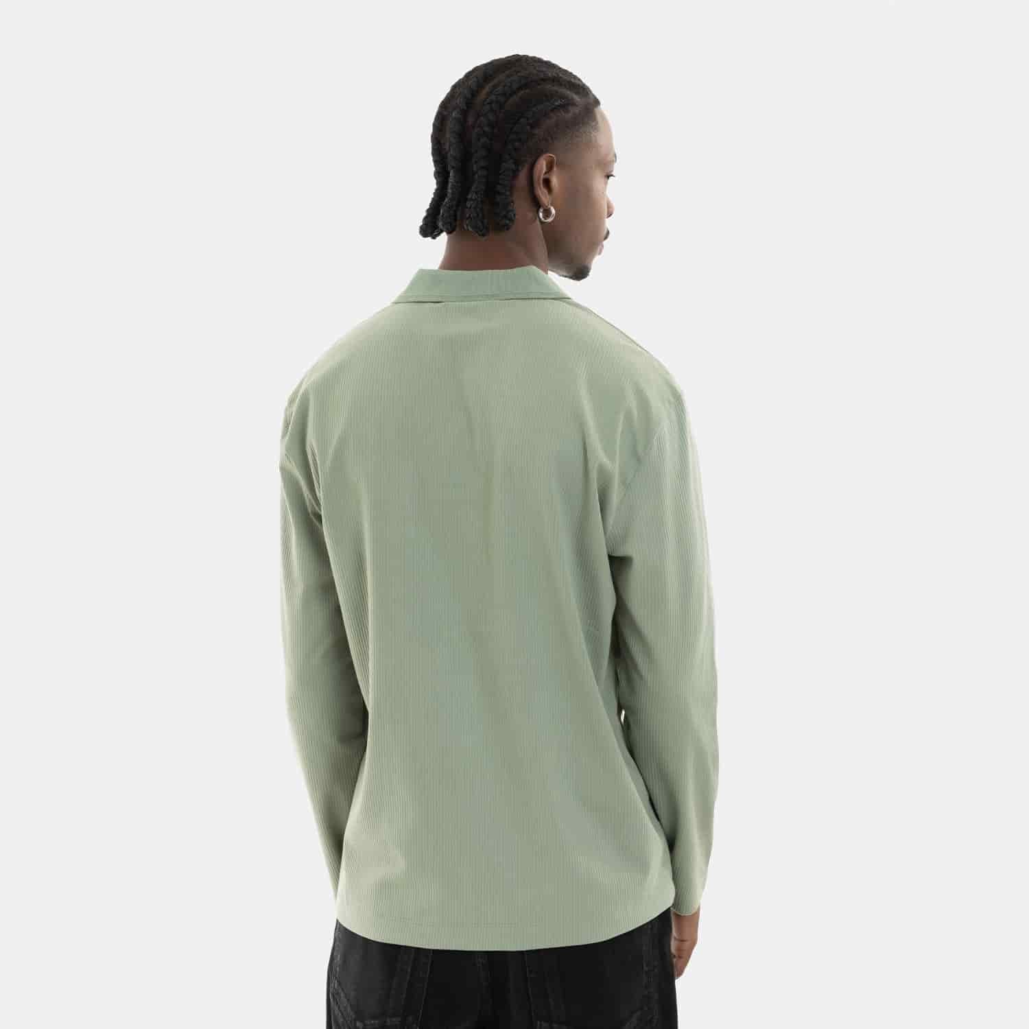 Zip Polo Sweatshirt Green - miniatura 7