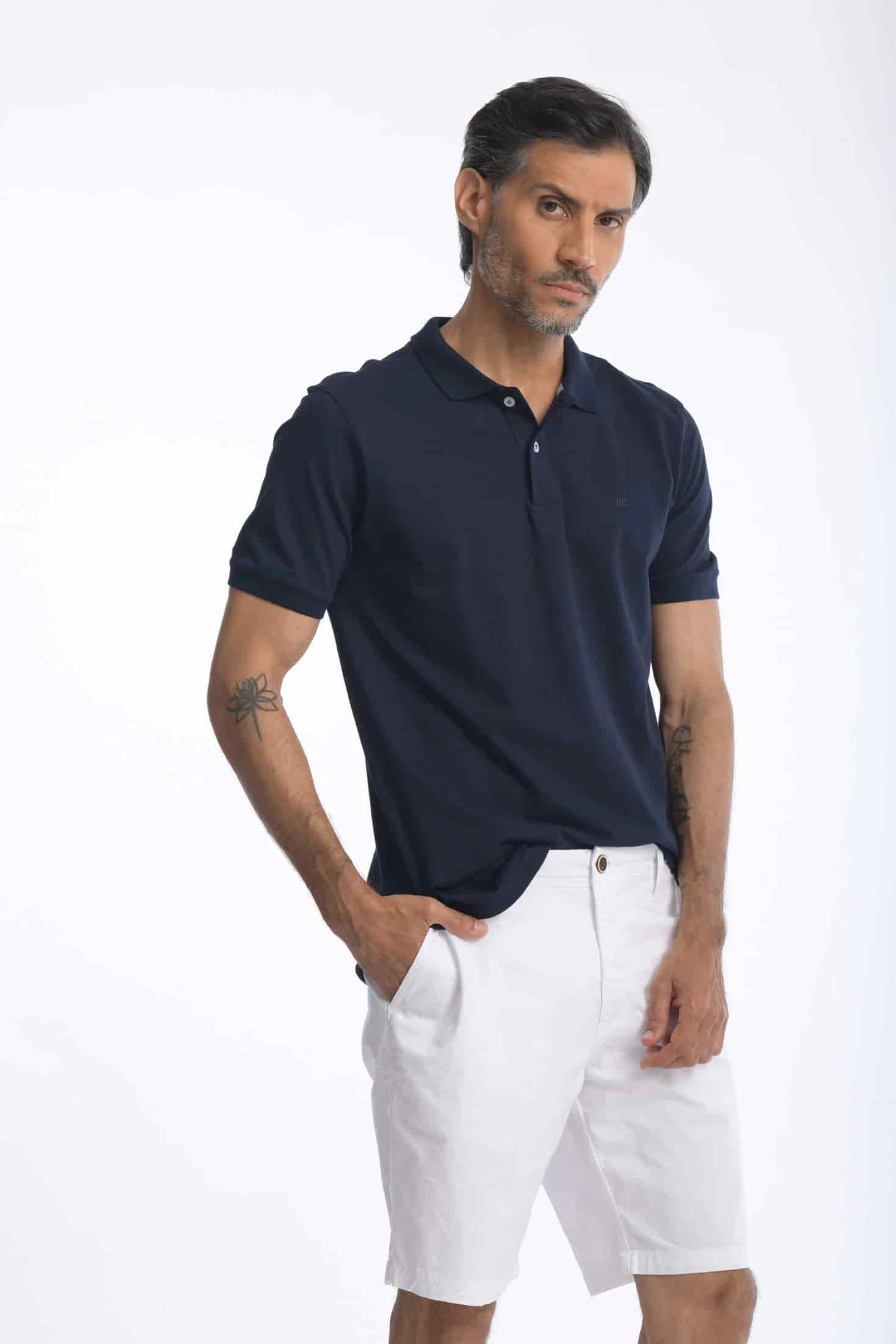 Camiseta Polo 100% Algodón Slim Azul Navy - miniatura 1