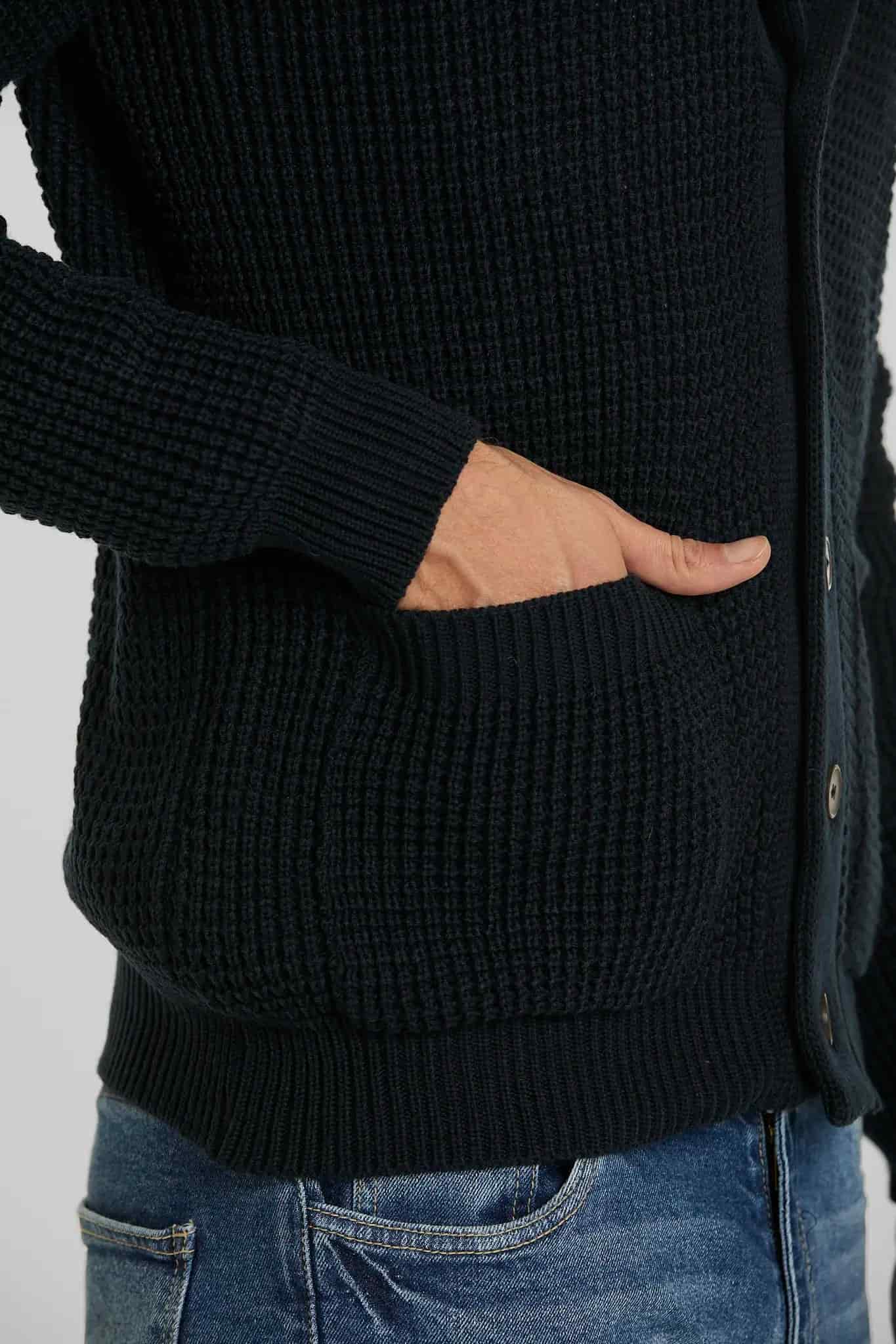 Sweater Tejido Shawlneck Azul Oscuro - miniatura 3