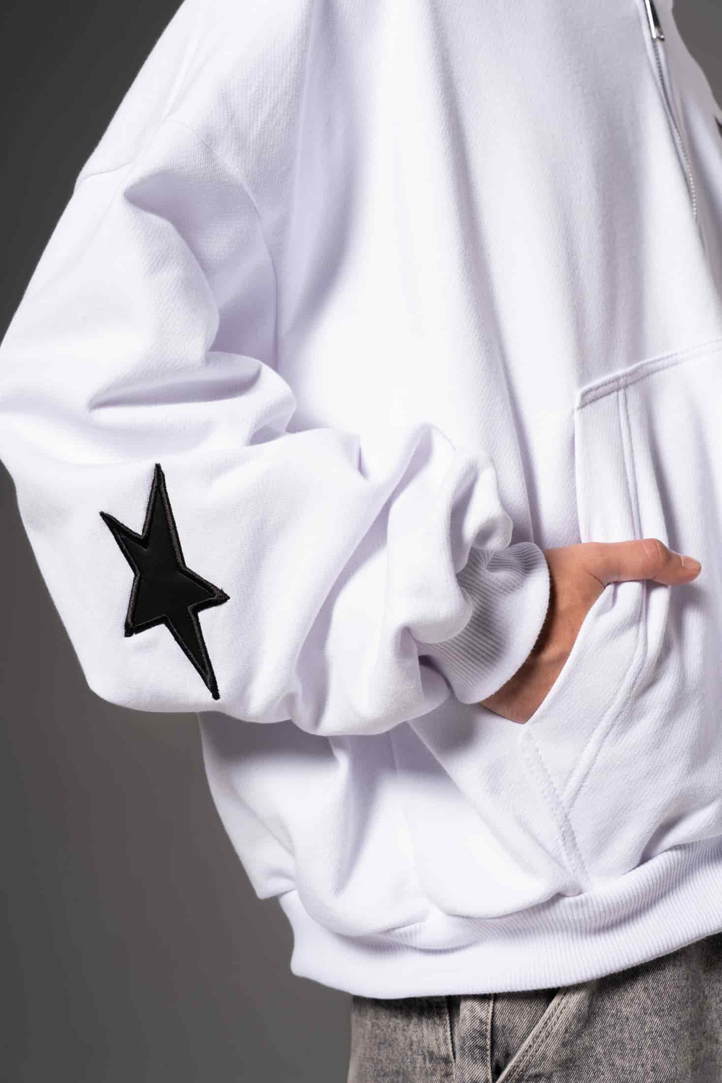 Double Zip Hoodie Boxy fit estrellas negras - miniatura 12