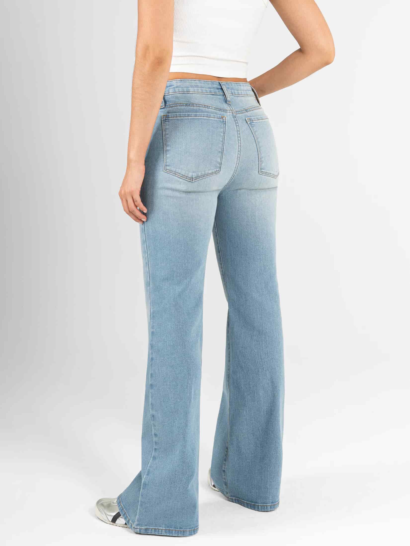 Ref: 066595 Jean flare stretch, bota ancha, tiro alto, tono azul claro - miniatura 2