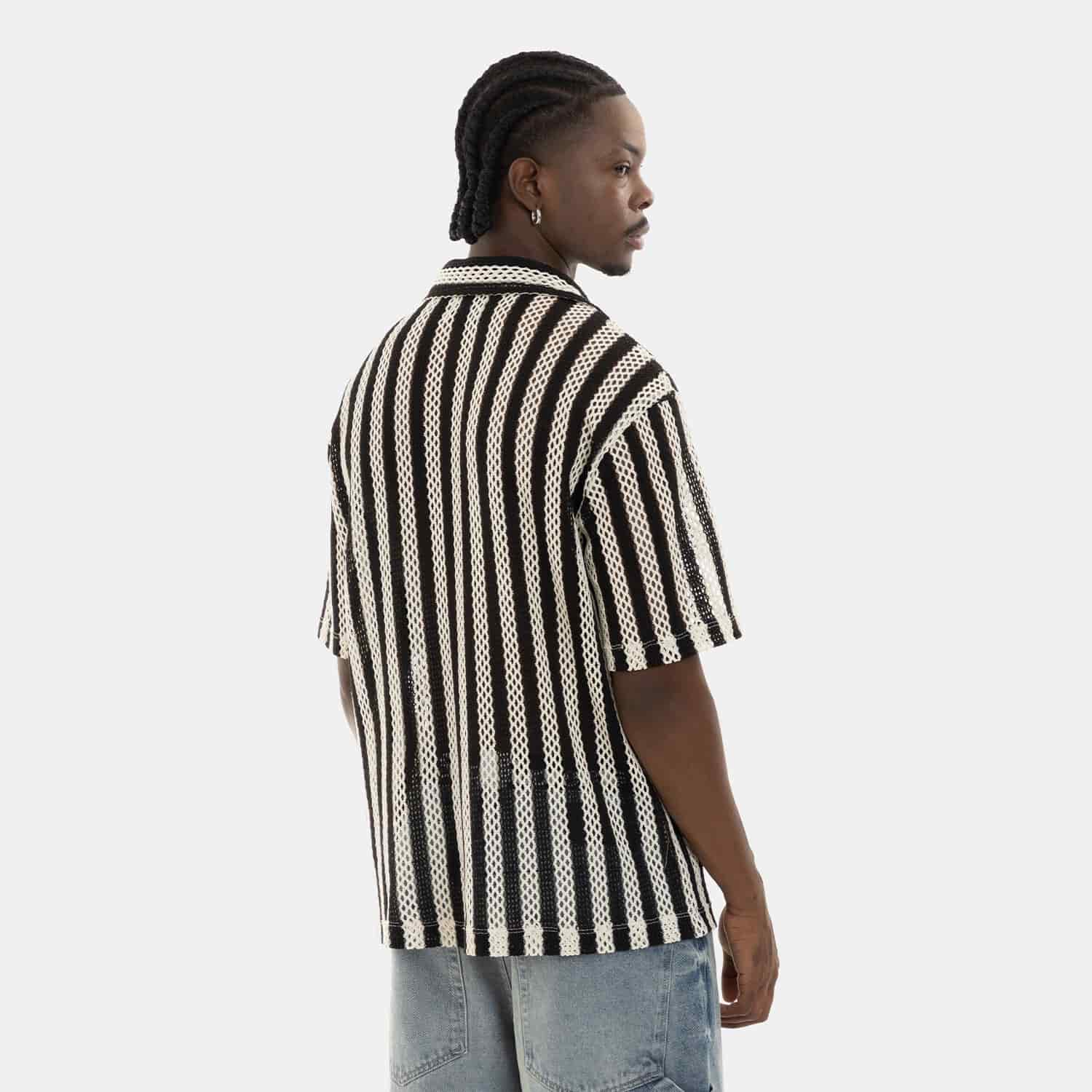 Mesh Striped Shirt Black - miniatura 9