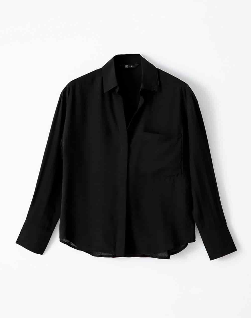 Camisa manga larga regular negra mujer - miniatura 5