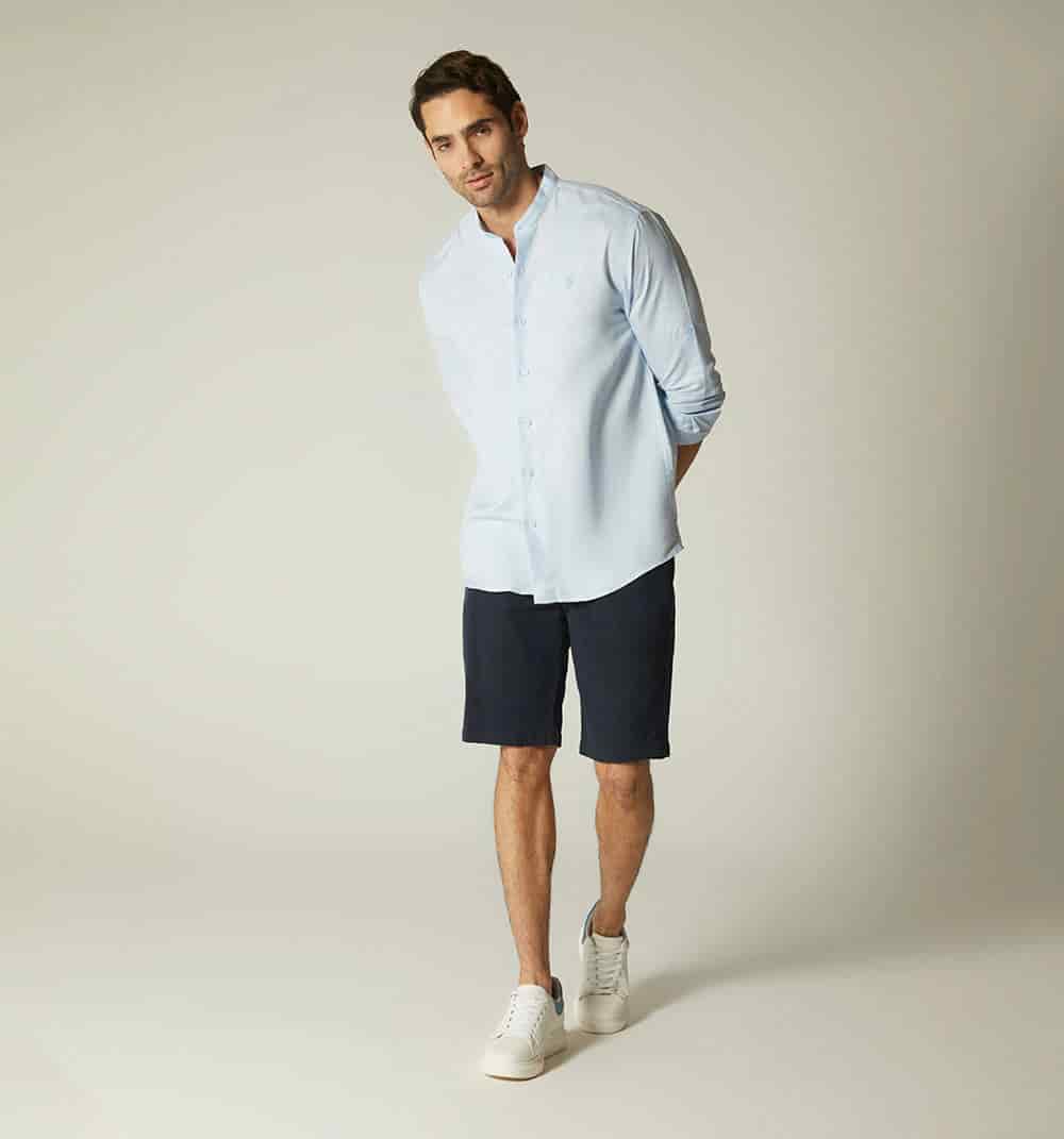 Camisa para hombre en lino cuello nerú m - miniatura 8