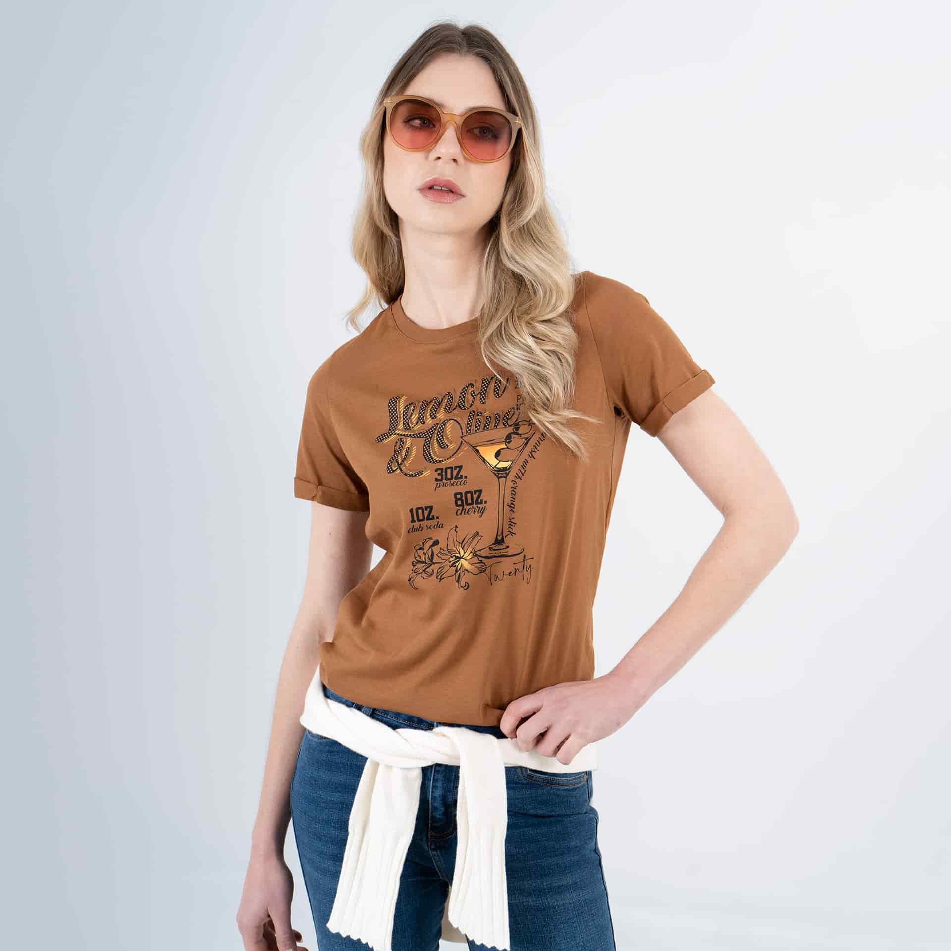 Camiseta cuello redondo manga corta con estampado Lemon & Olive - miniatura 1
