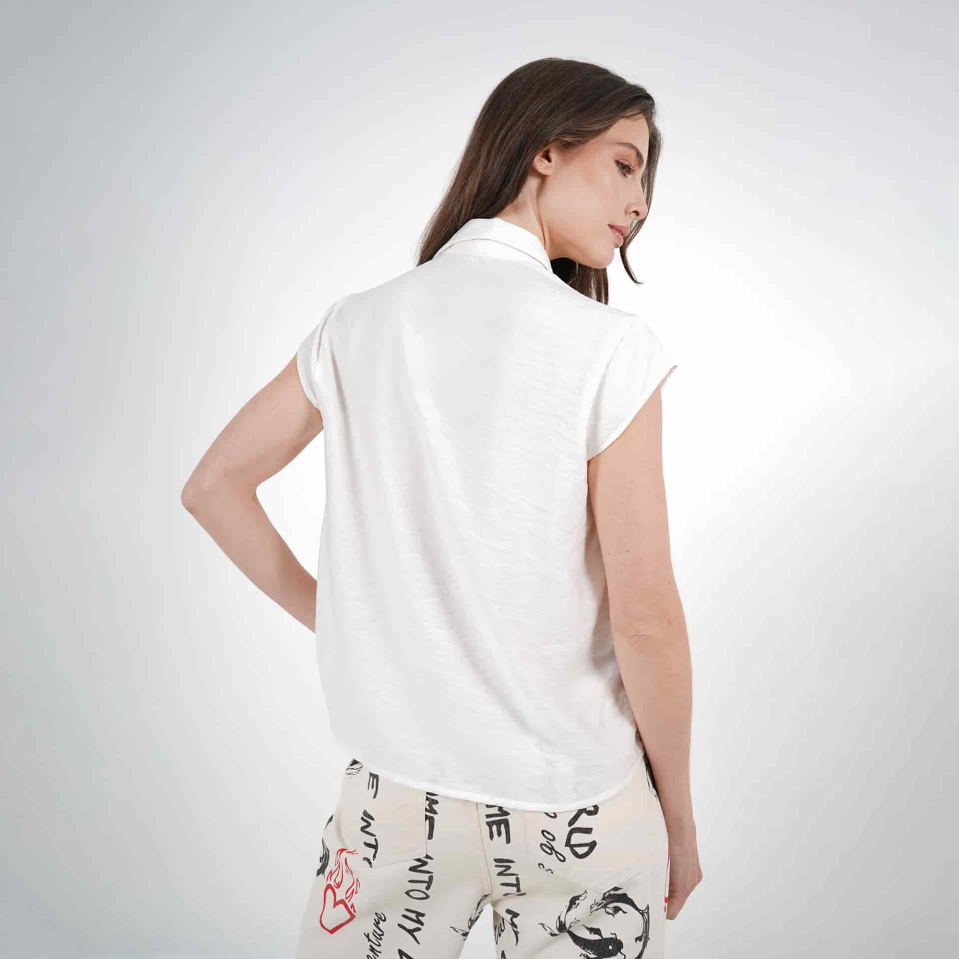 Blusa Cuello Camisero Manga Corta - miniatura 4
