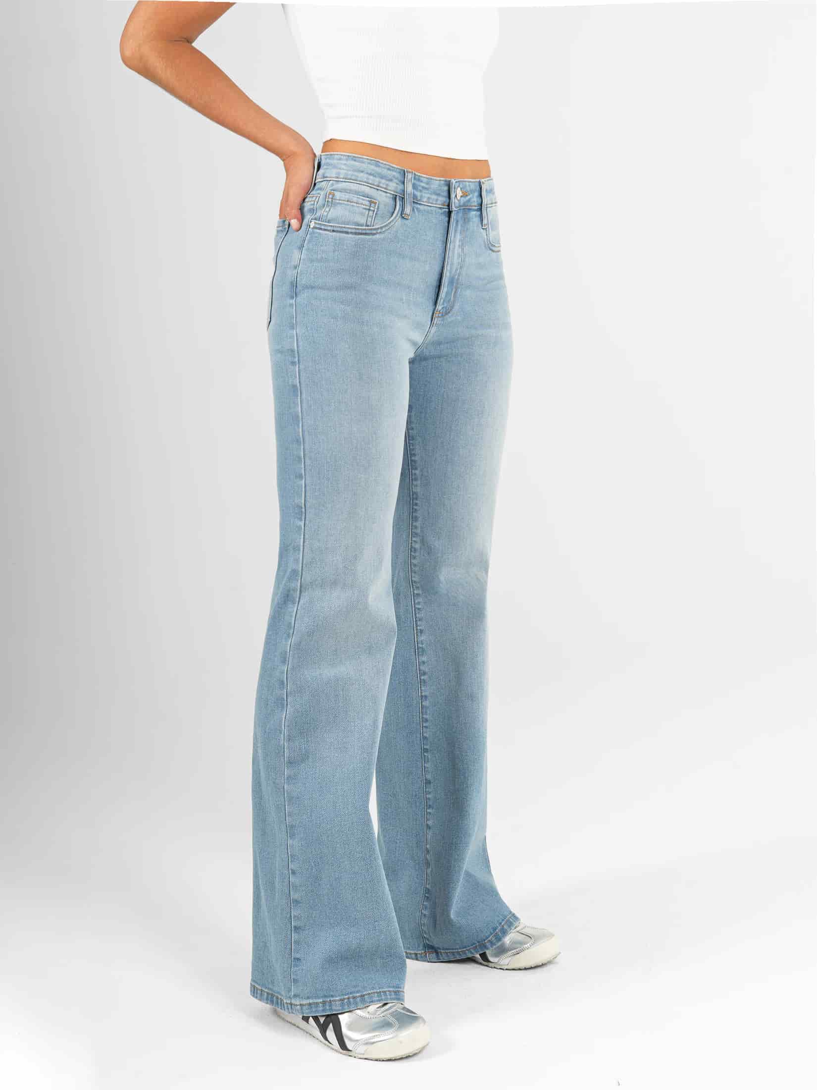 Ref: 066597 Jean flare stretch, bota ancha, tiro alto, tono azul medio claro - miniatura 3