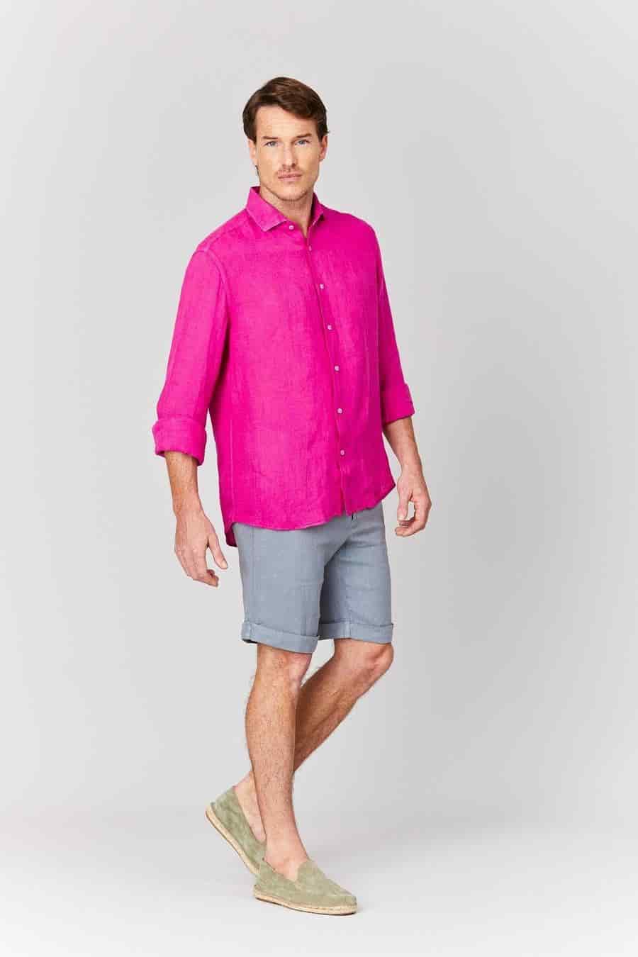 Men's linen bermuda smoke - miniatura 2