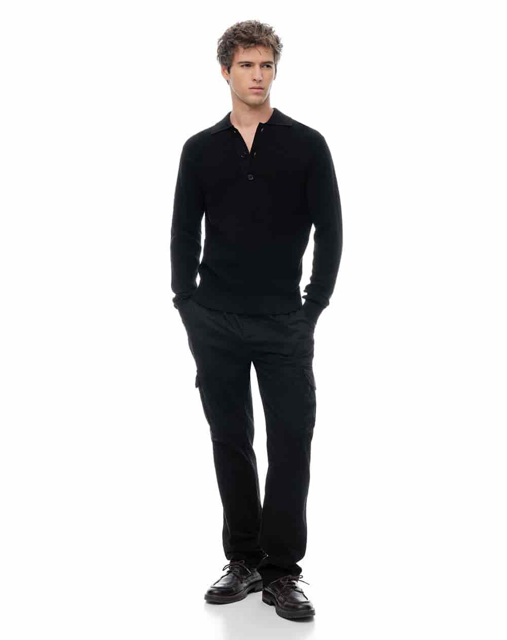 Buzo tipo polo regular negro hombre - miniatura 4