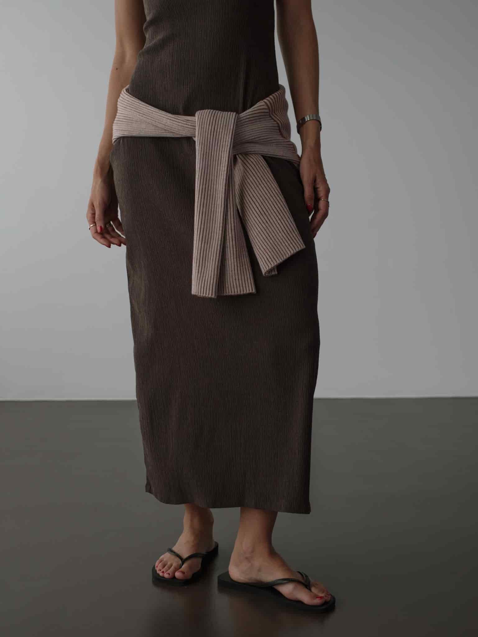 LONG TANK DRESS - BROWN - miniatura 11