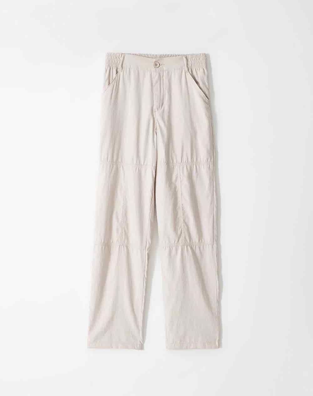 Pantalón recto tiro medio habano mujer - miniatura 2
