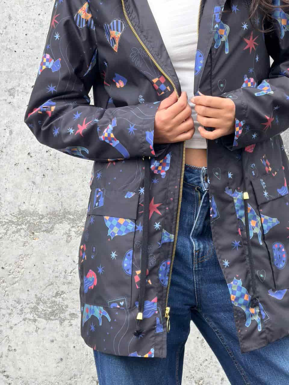 Chaqueta Parka Estampada Negra - miniatura 4