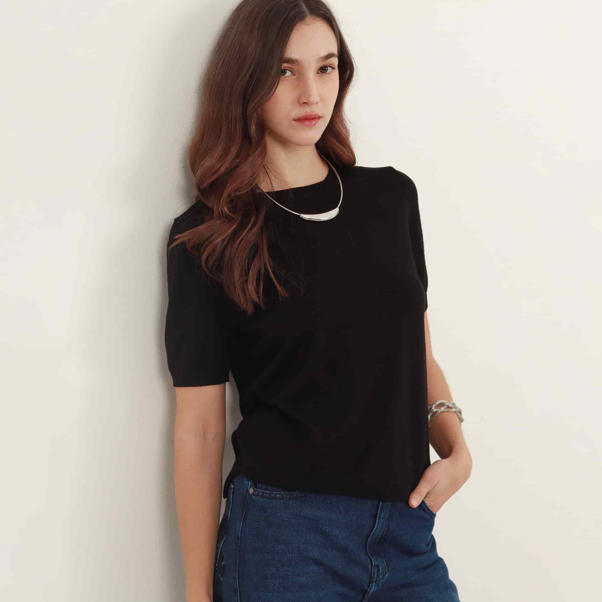 Sweater básico cuello redondo manga corta - miniatura 4