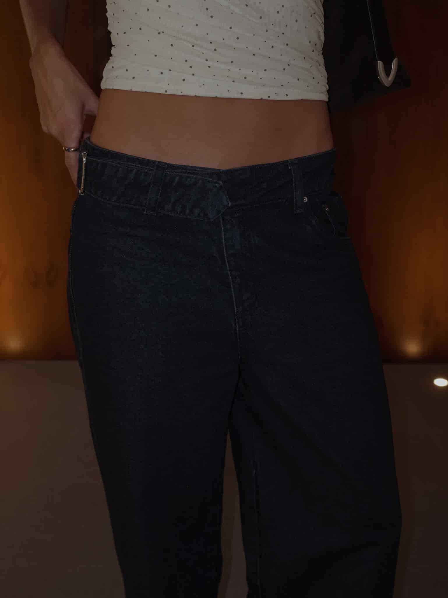 REMAKE WIDE LEG BELT JEAN - RAW DENIM - miniatura 5
