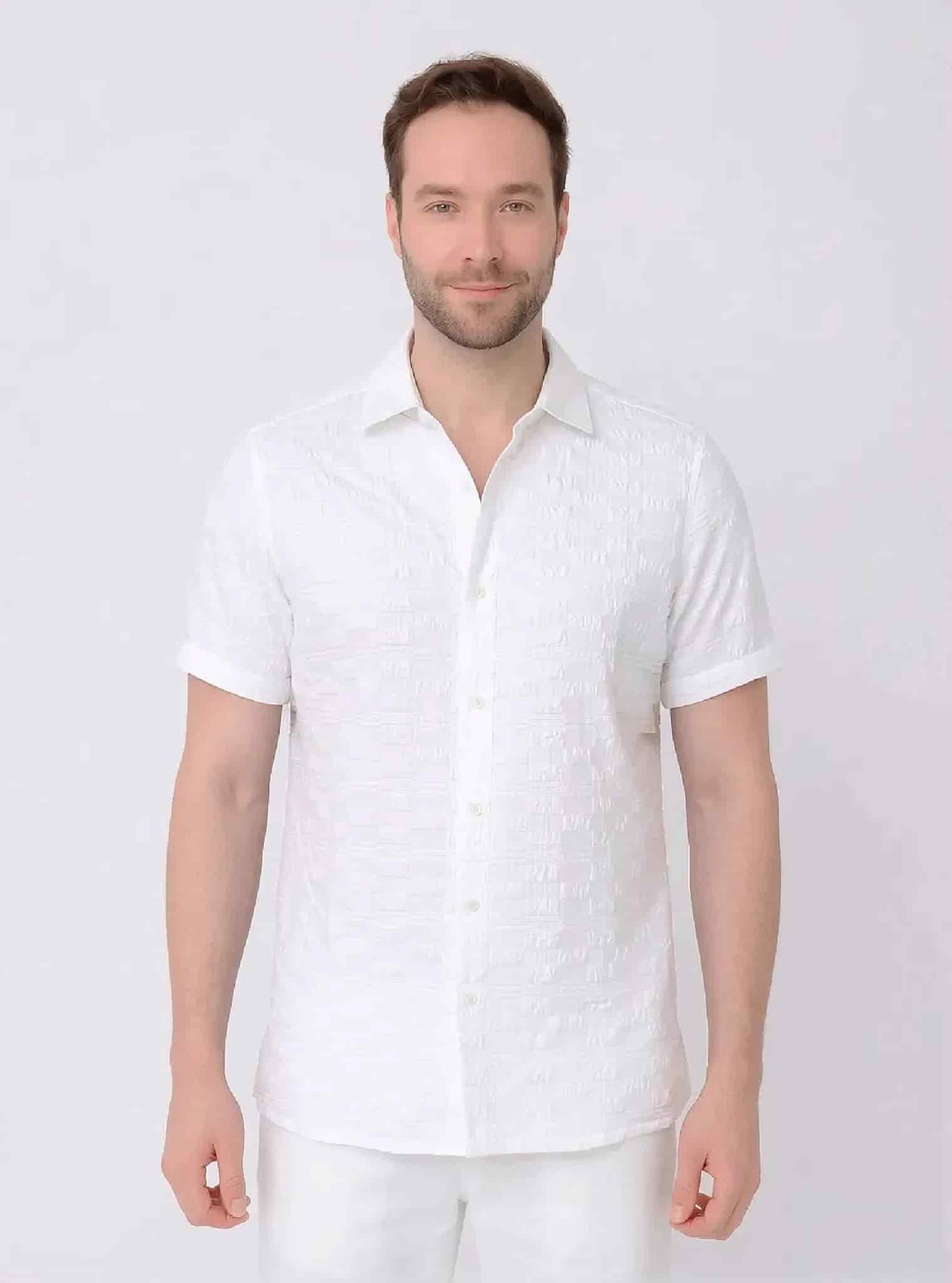 Camisa manga corta con textura para hombre Jon Sonen 027225017 - miniatura 1
