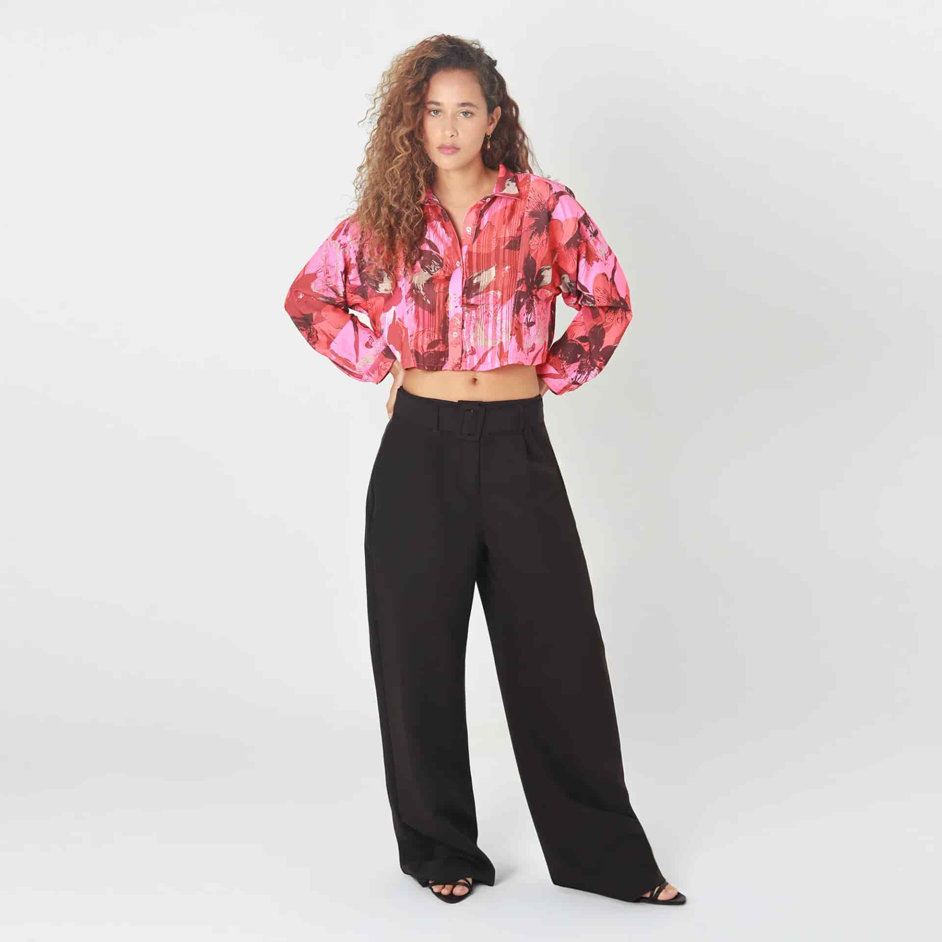 Pantalon Tiro Alto Bota Palazzo - miniatura 1